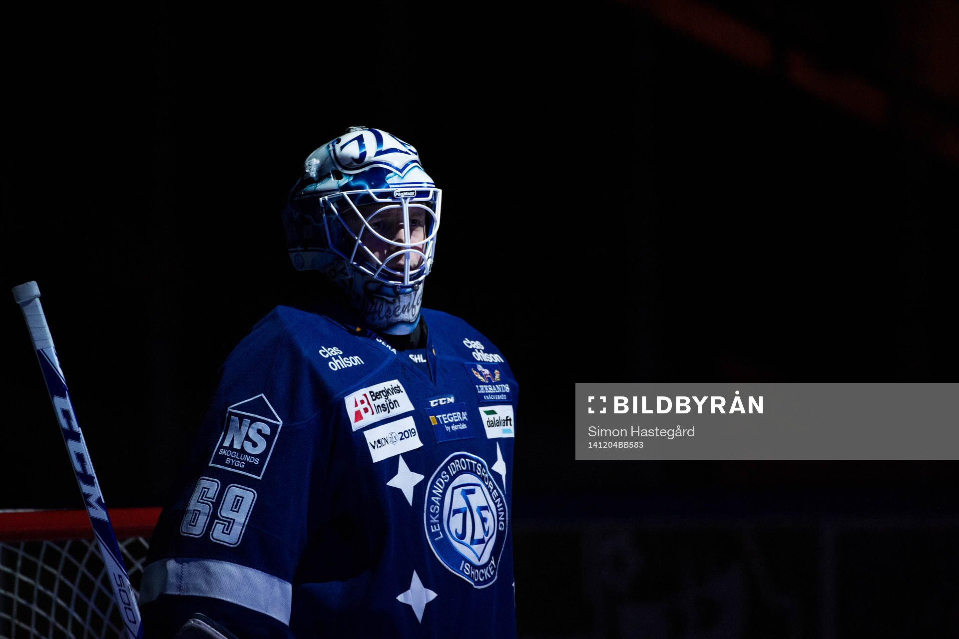 Leksands målvakt Oscar Alsenfelt före ishockeymatchen i