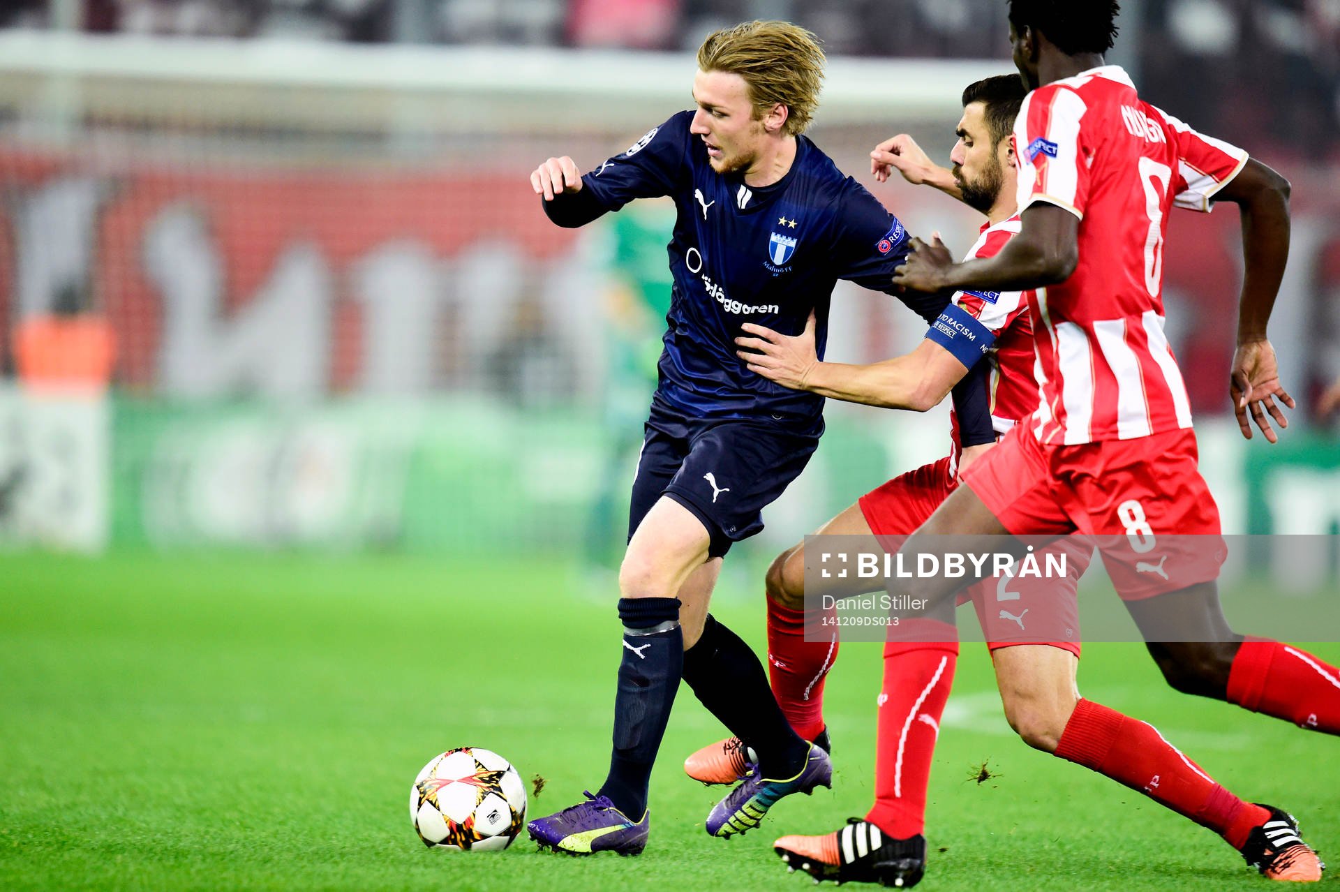 Malmö FFs Emil Forsberg och Olympiakos Giannis Maniatis