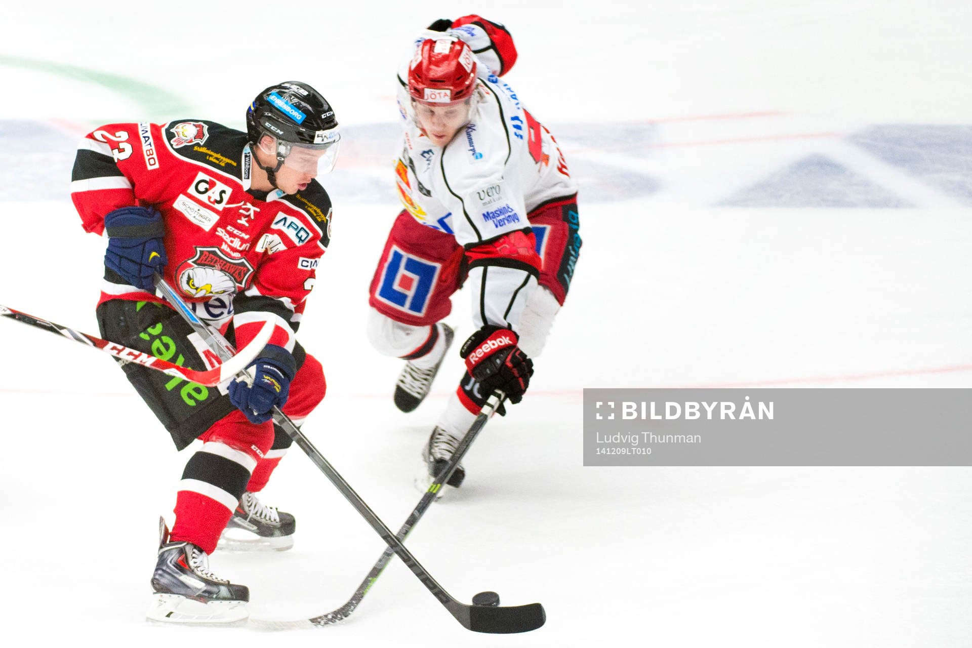 Malmö Redhawks Sebastian Strandberg och Almtunas Sebastian