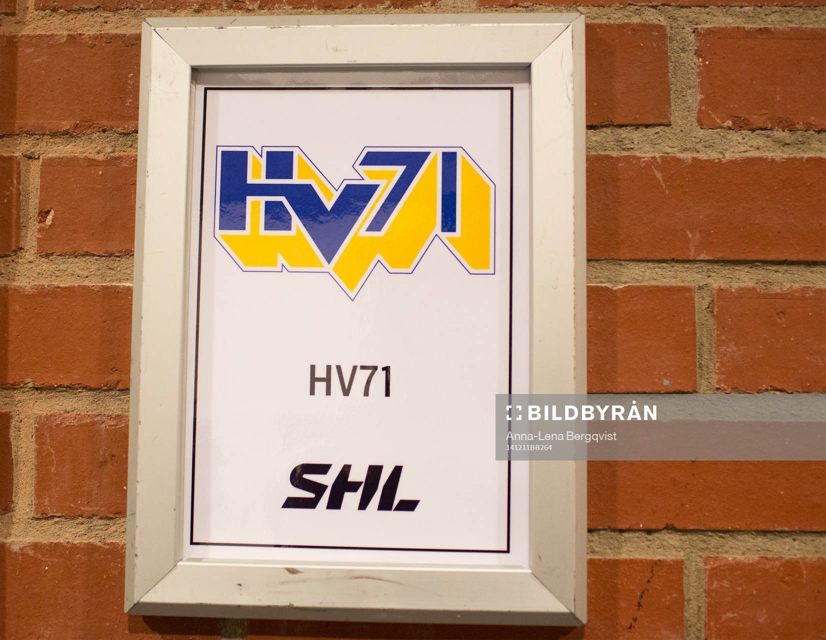 s skylt utan för deras omklädningsrum vid ishockeymatchen