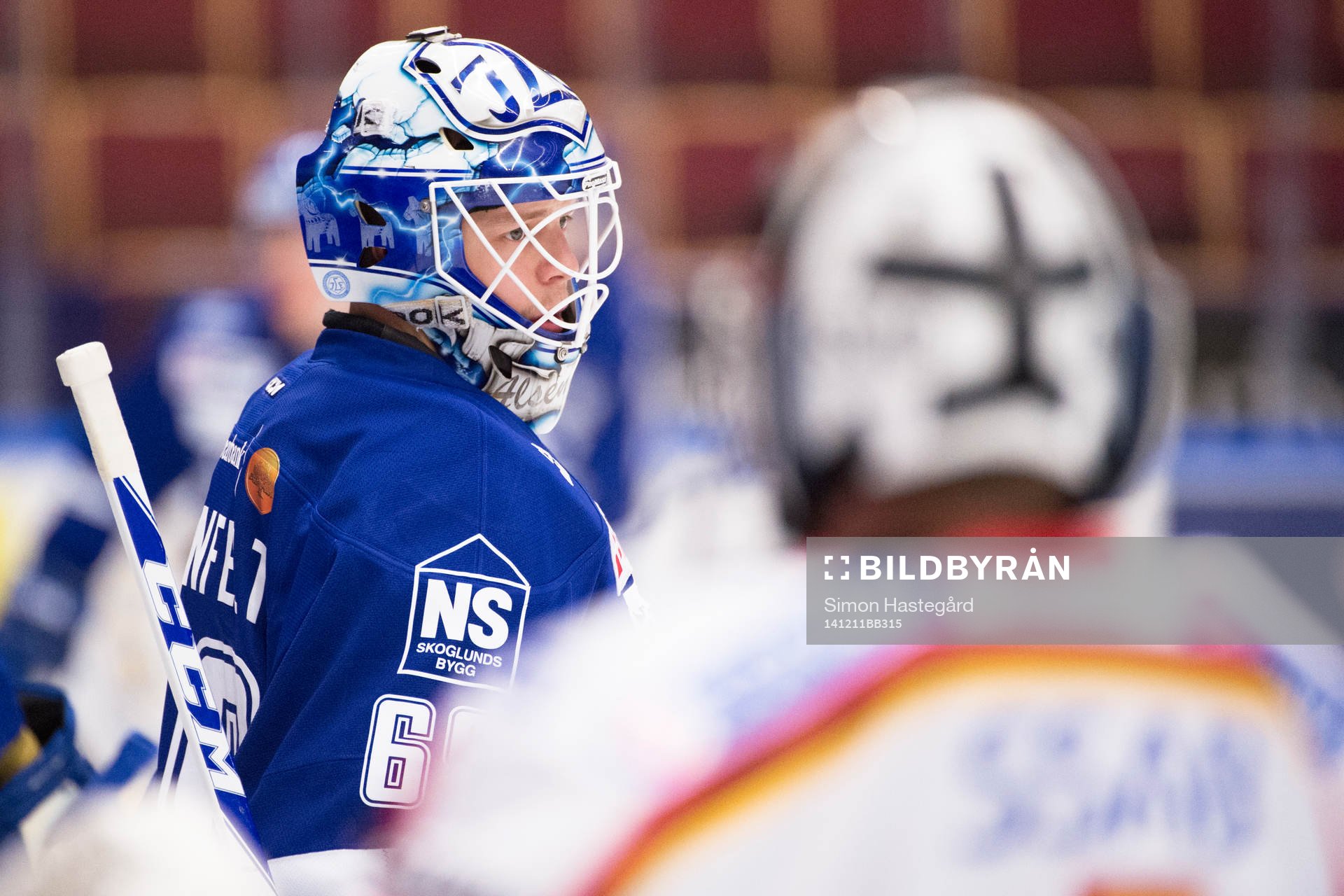 Leksands målvakt Oscar Alsenfelt före ishockeymatchen i