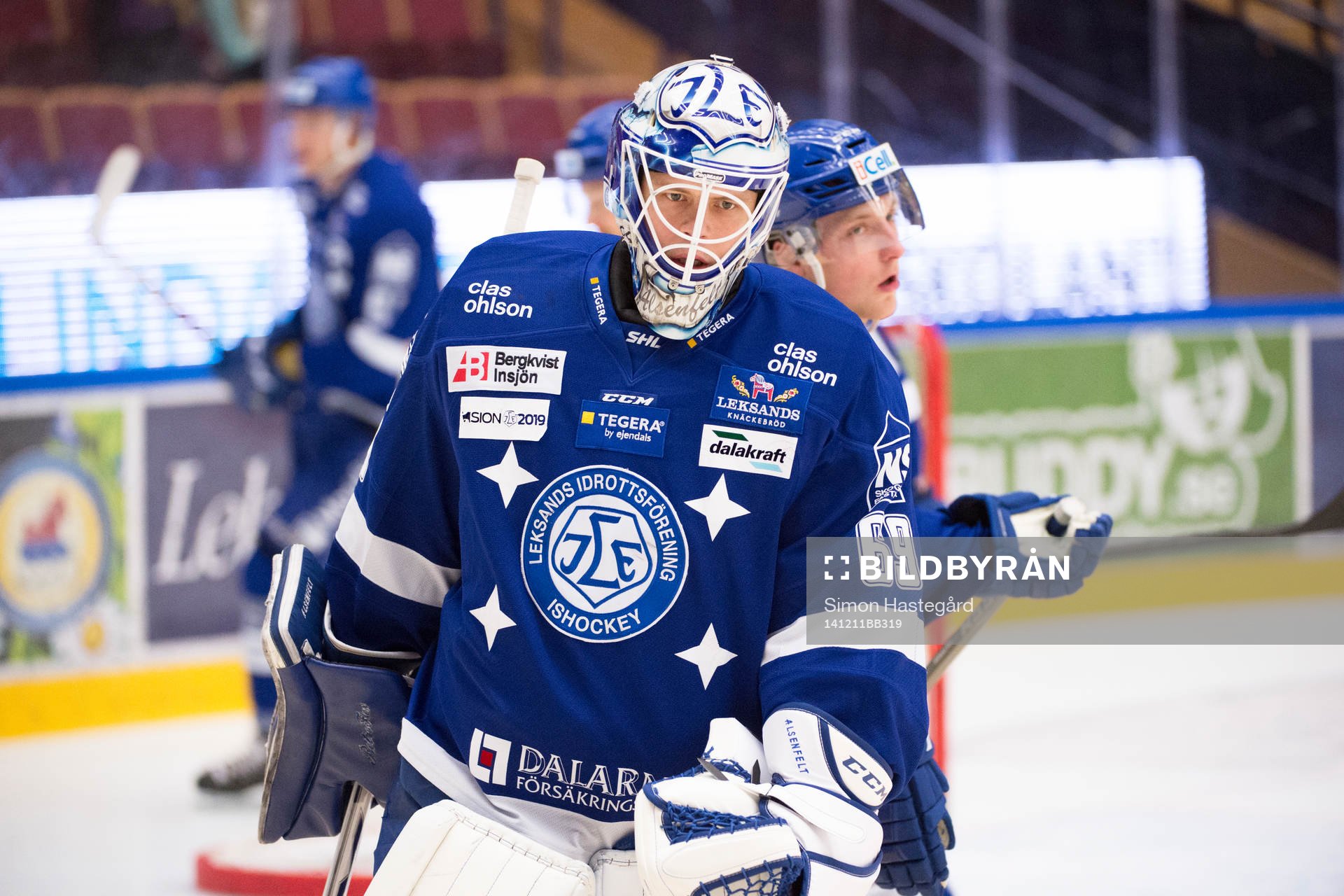 Leksands målvakt Oscar Alsenfelt före ishockeymatchen i