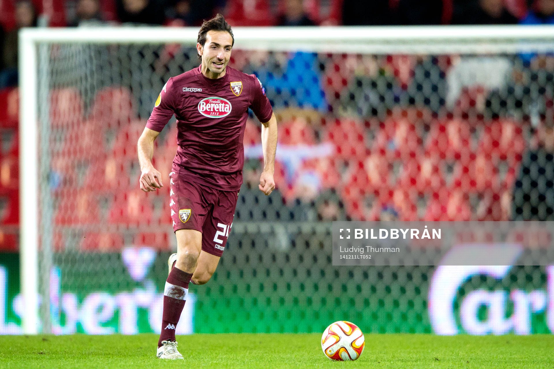 Torinos Emiliano Moretti under fotbollsmatchen i Europa League mellan DC Köpenhamn och Torino den 11 december 2014 i Köpenhamn. 