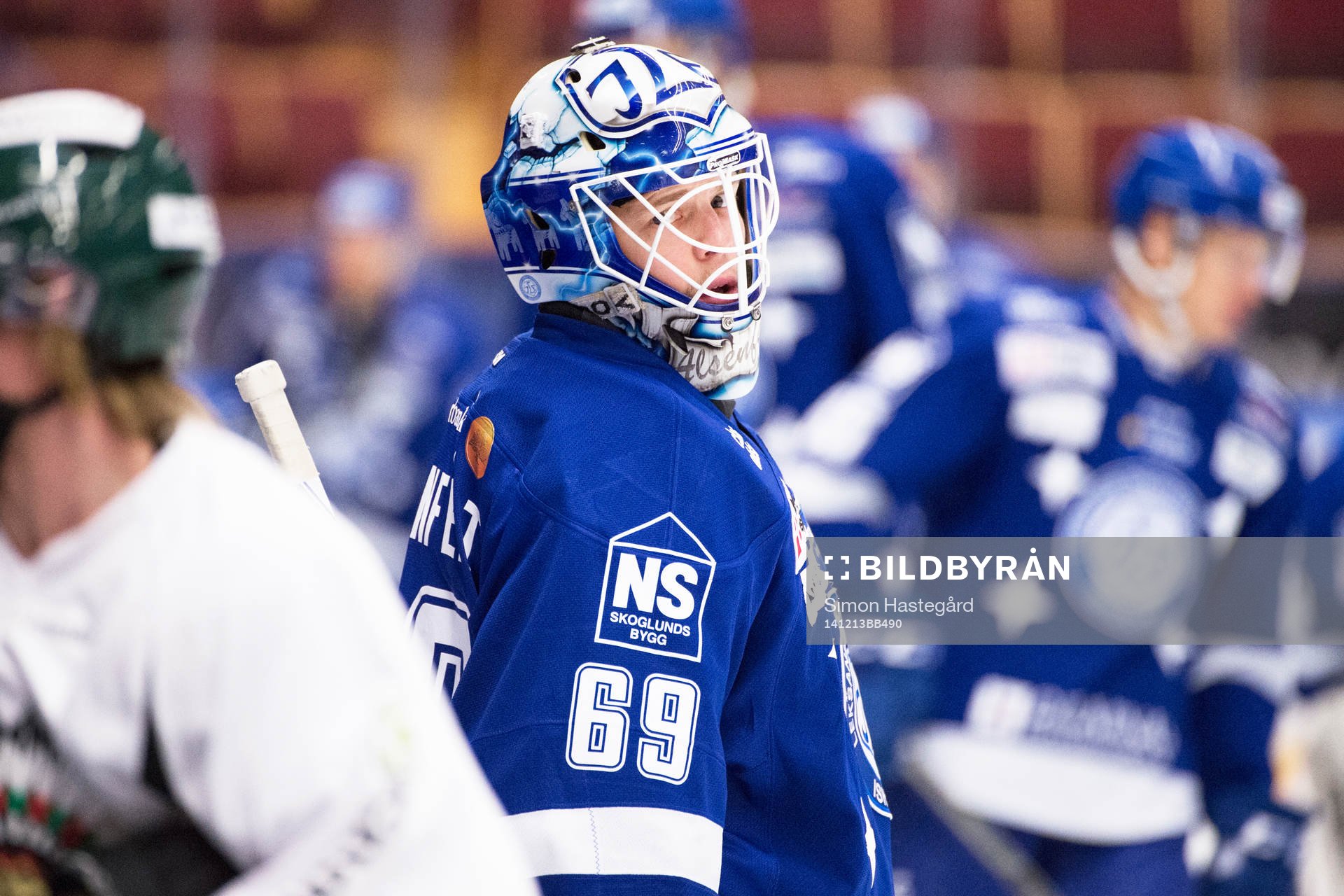 Leksands målvakt Oscar Alsenfelt före ishockeymatchen i