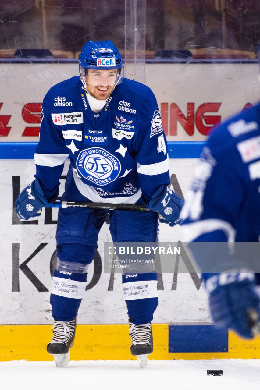 Leksands Robin Gartner före ishockeymatchen i SHL mellan