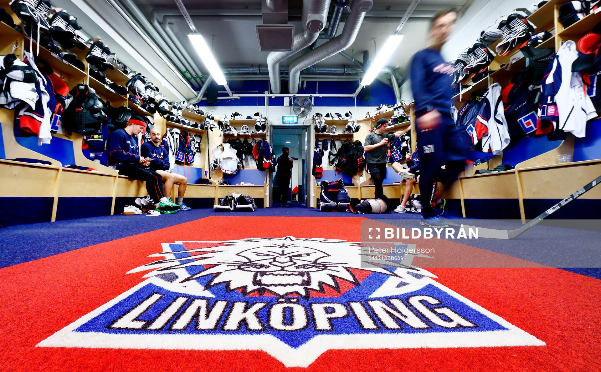 Linköpings omklädningsrum före ishockeymatchen i SHL