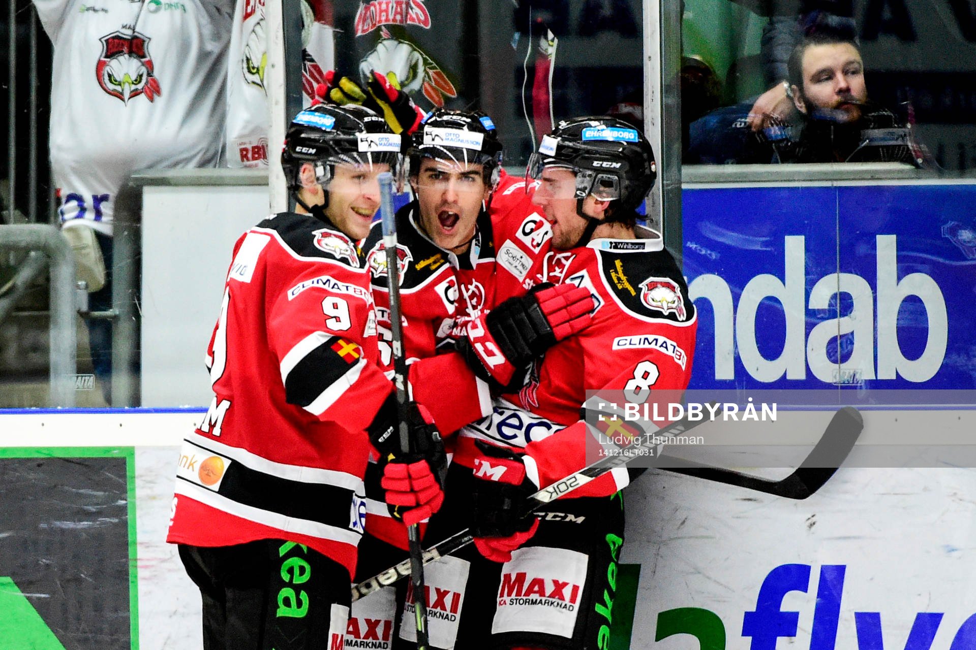 Malmö Redhawks Fredrik Storm, Yanick Lehoux och Tony