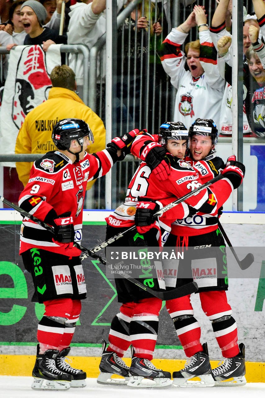 Malmö Redhawks Fredrik Storm, Yanick Lehoux och Tony