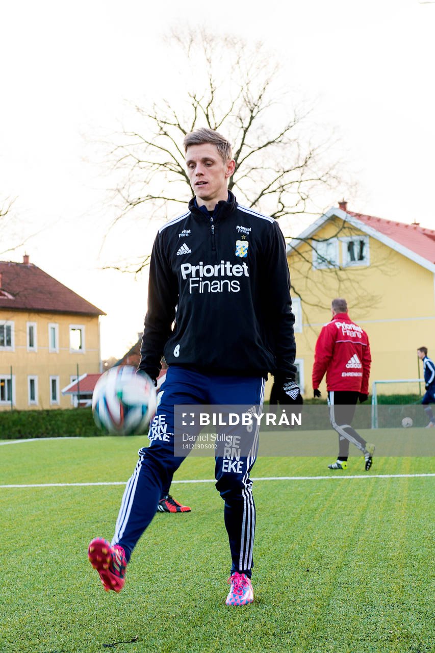 Sören Rieks under en träning med IFK Göteborg den 19 december 2014 i Göteborg.