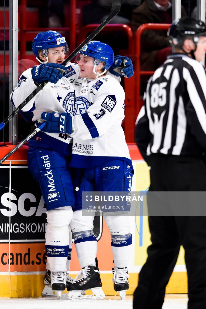 Leksands Mattias Ritola jublar ihop med Linus Hultström