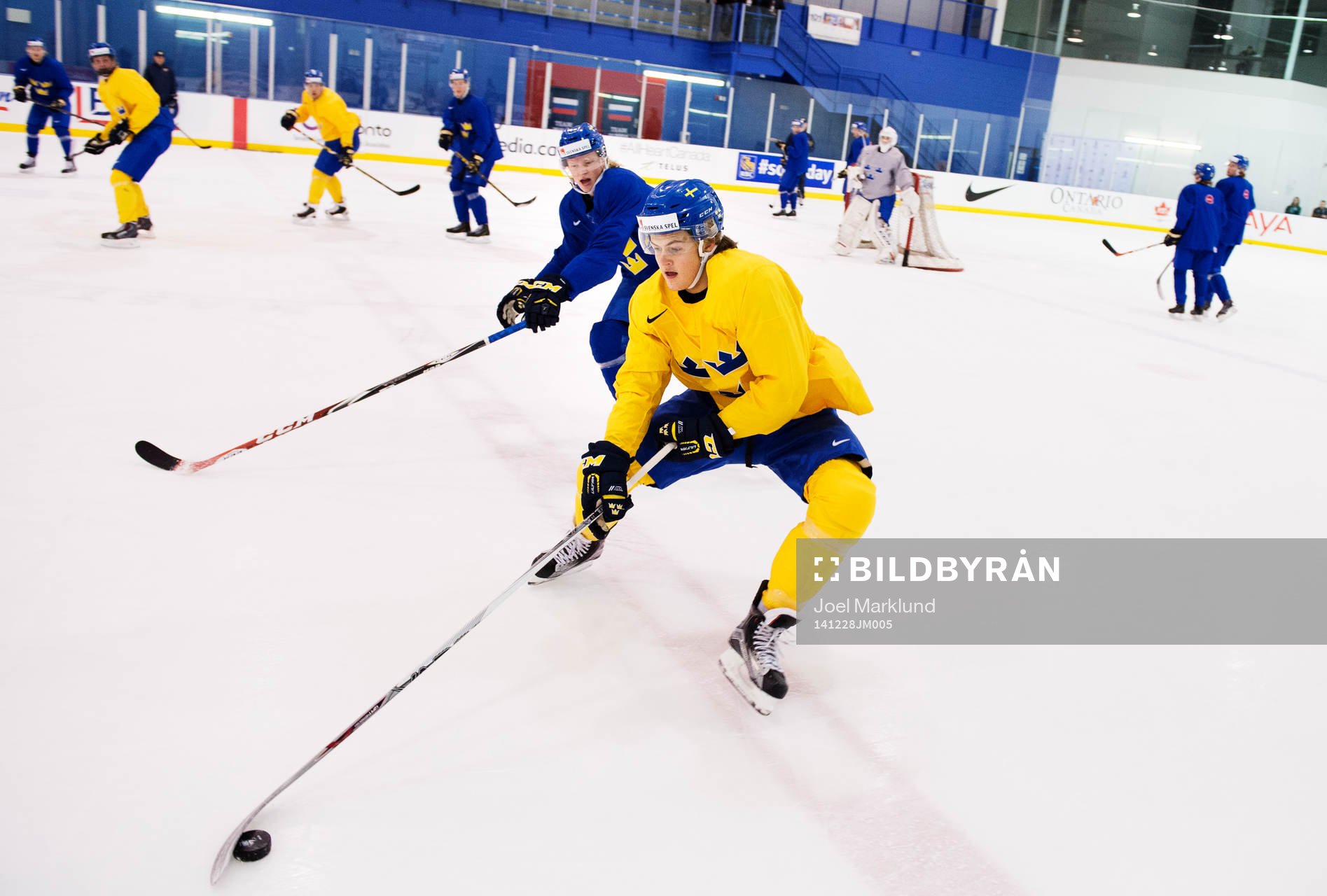 Julius Bergman och William Nylander på Sveriges träning