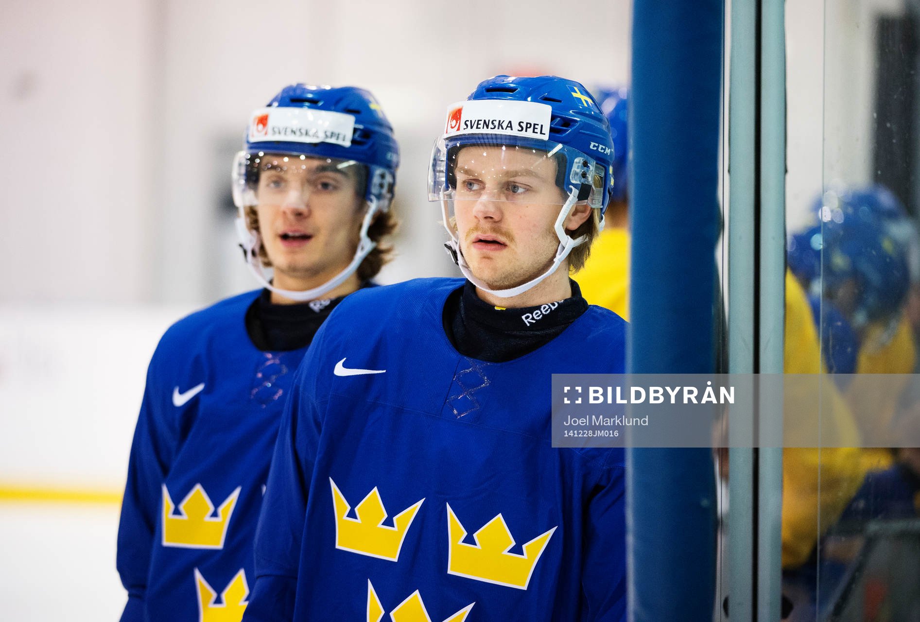 Adam Brodecki och Lucas Wallmark på Sveriges träning