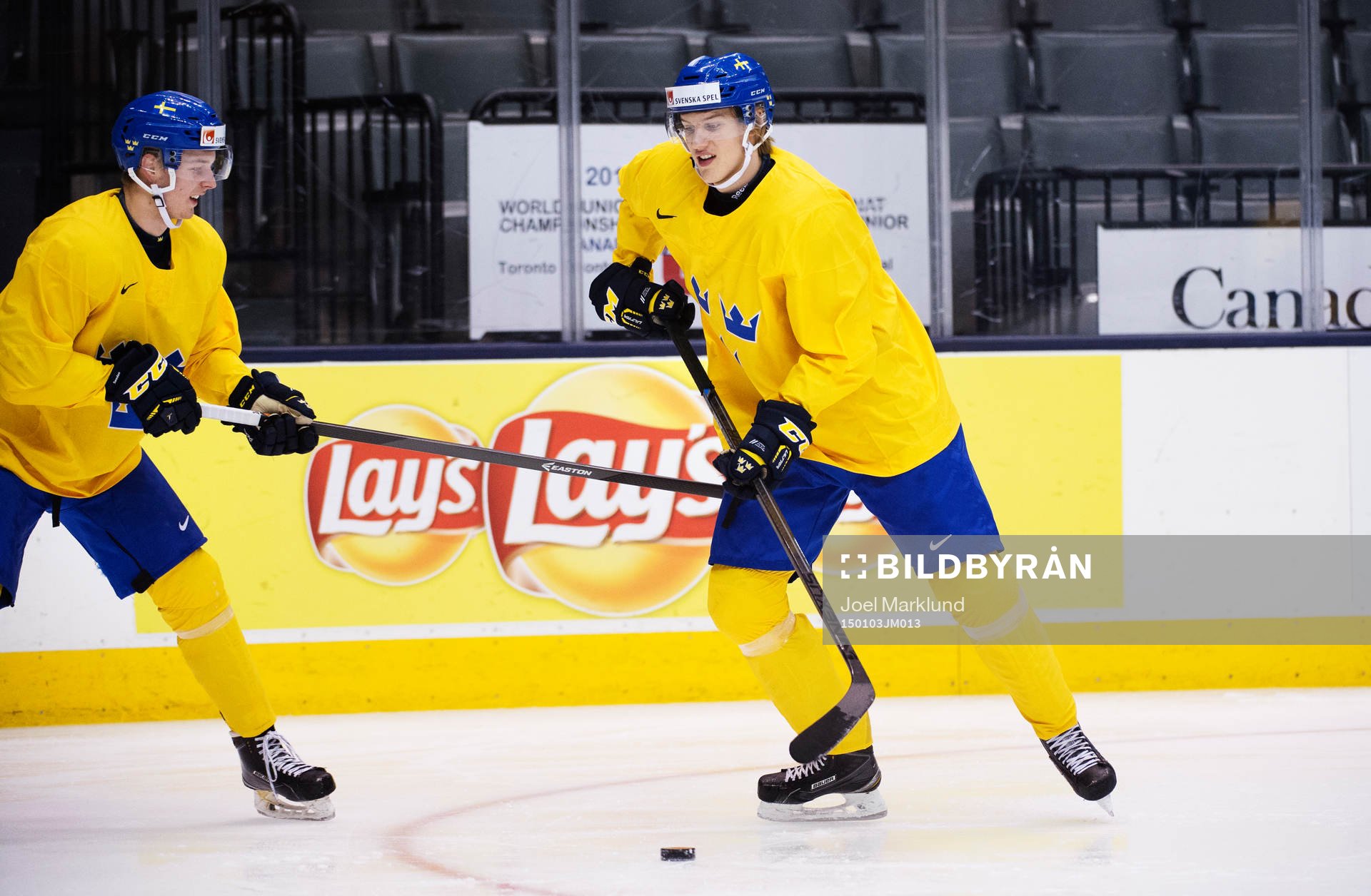 Christoffer Ehn och Oskar Lindblom på Sveriges träning