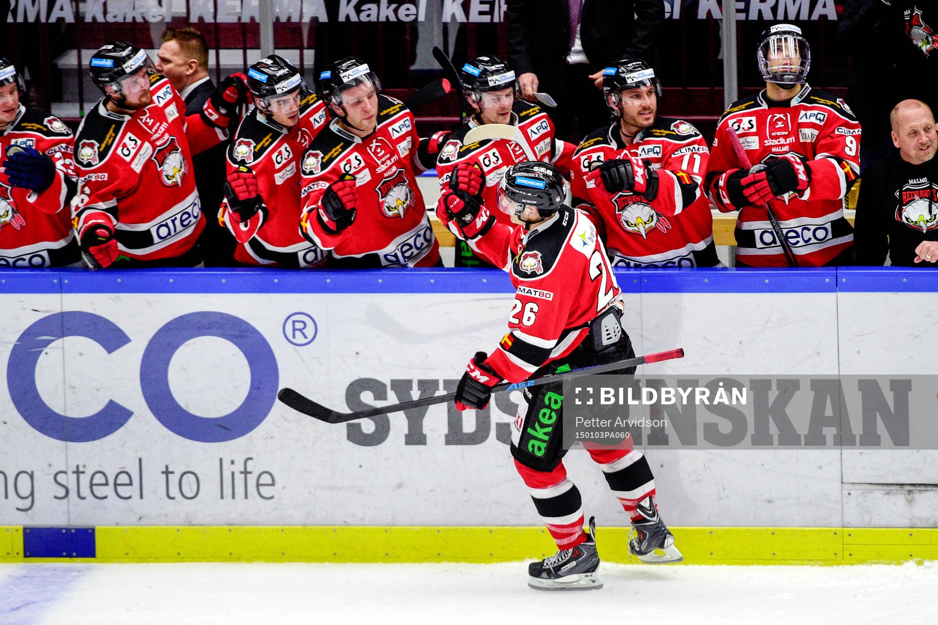 Malmö Redhawks Yanick Lehouk jublar