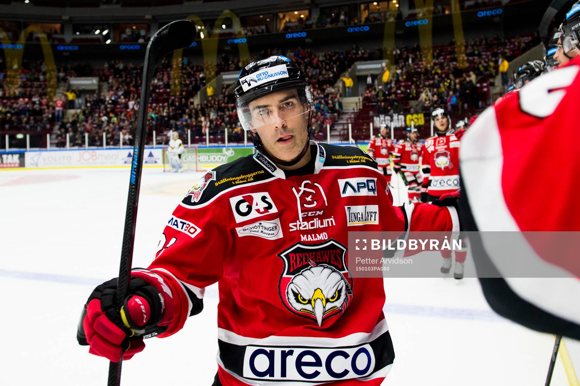 Malmö Redhawks Yanick Lehouk jublar
