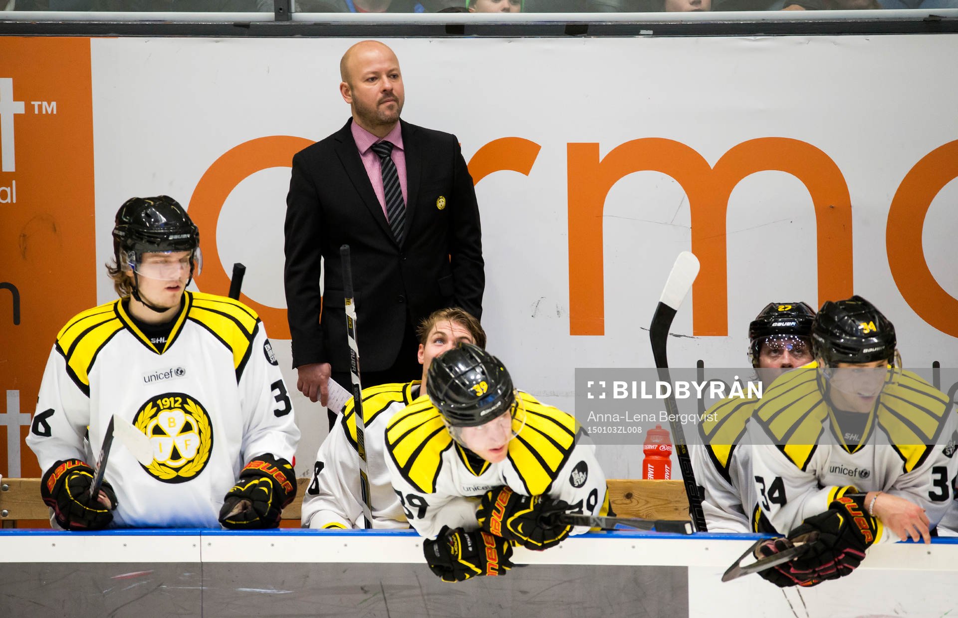 Brynäs tränare Tommy Jonsson med Johannes Nilsson, Jonas