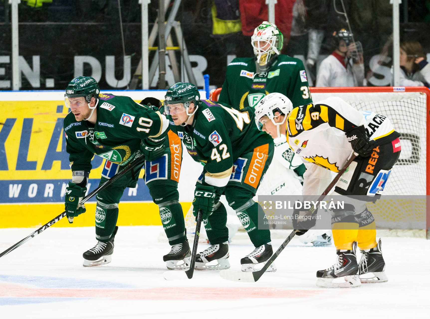 Färjestads Shawn Lalonde, Joakim Hillding och Skellefteås