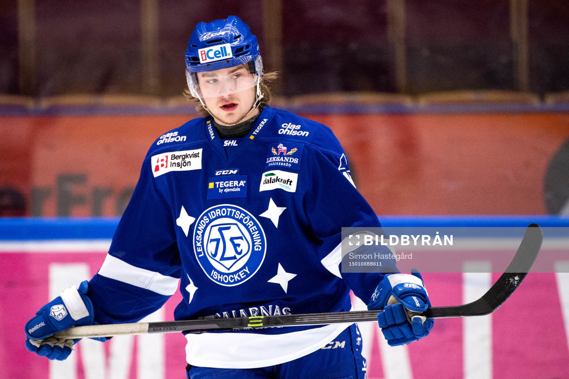 Leksands Tom Mäkitalo före ishockeymatchen i SHL mellan