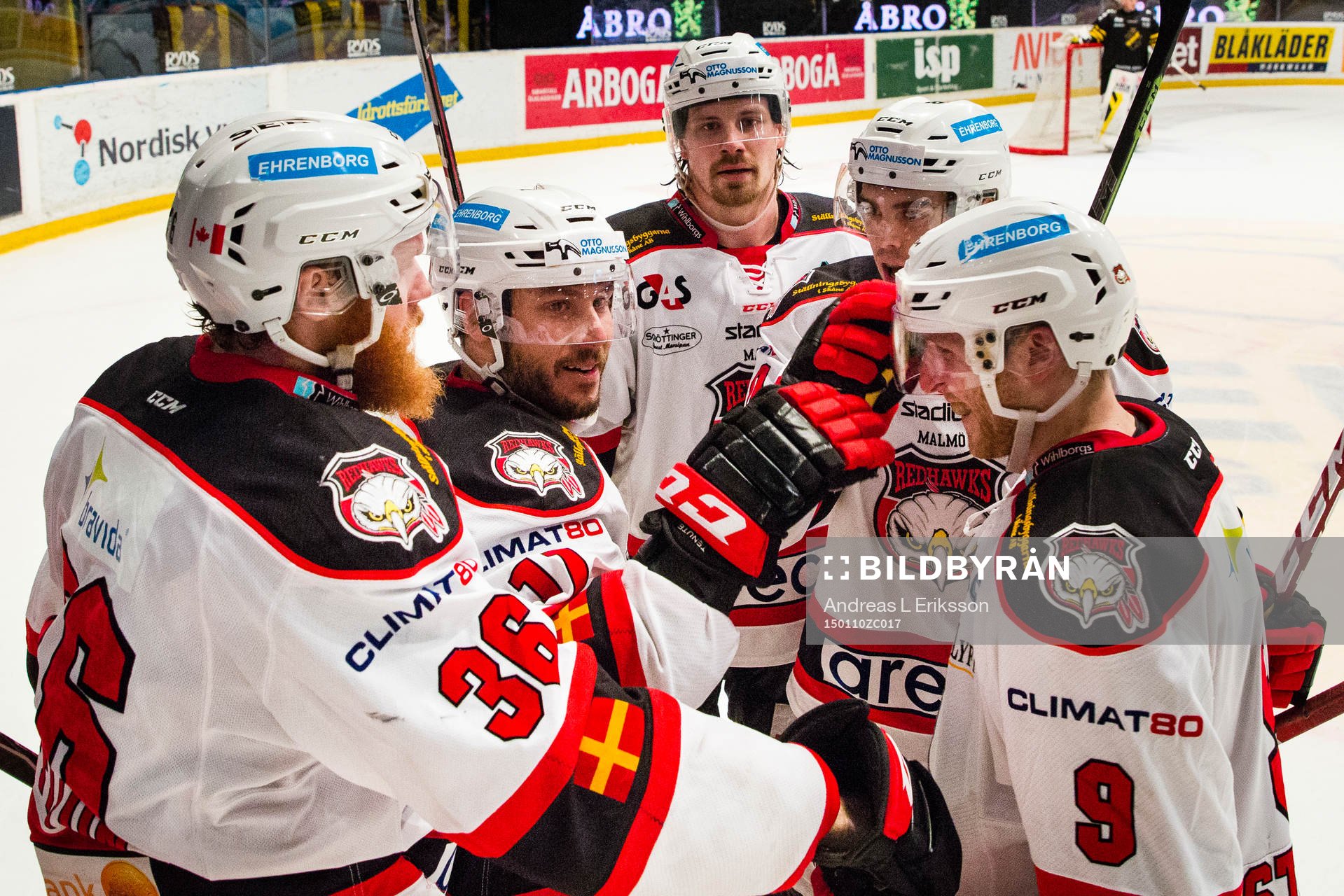Malmö Redhawks Joey Tenute (m) jublar