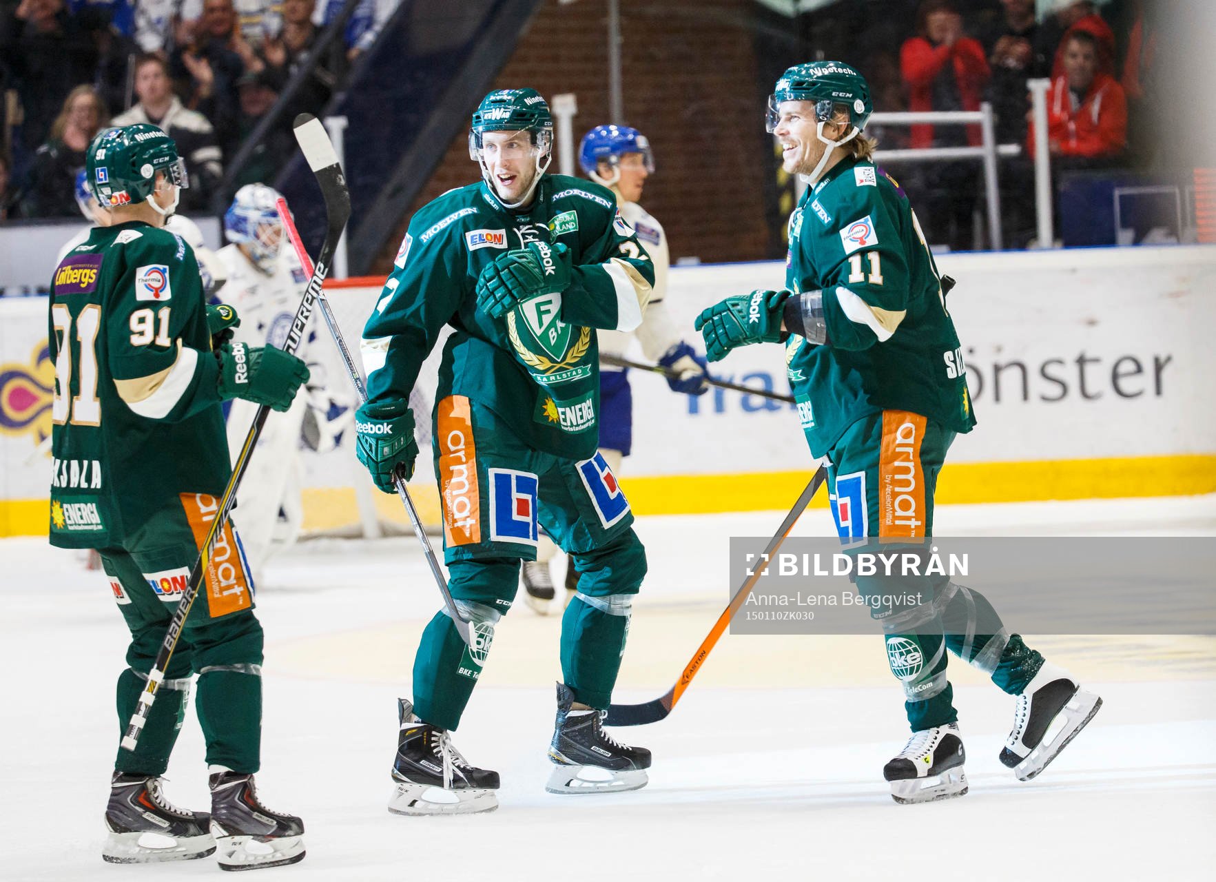 Färjestads Toni Rajala, Per Åslund och Anssi Salmela