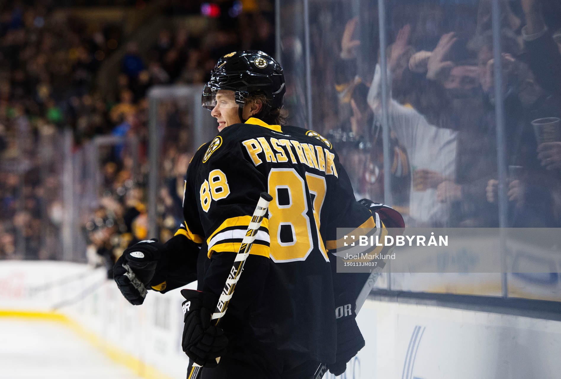 Bostons David Pastrnak jublar