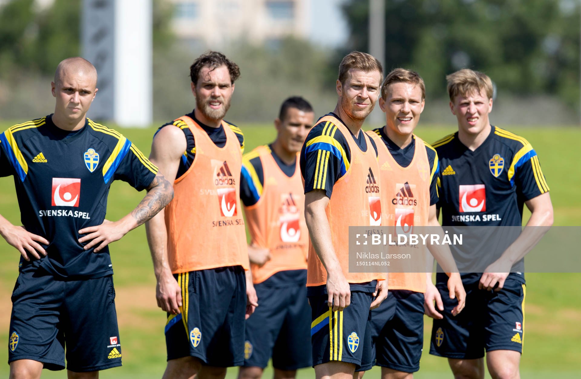 Sveriges Sebastian Holmén, Johan Elmander, Nabil Bahoui,