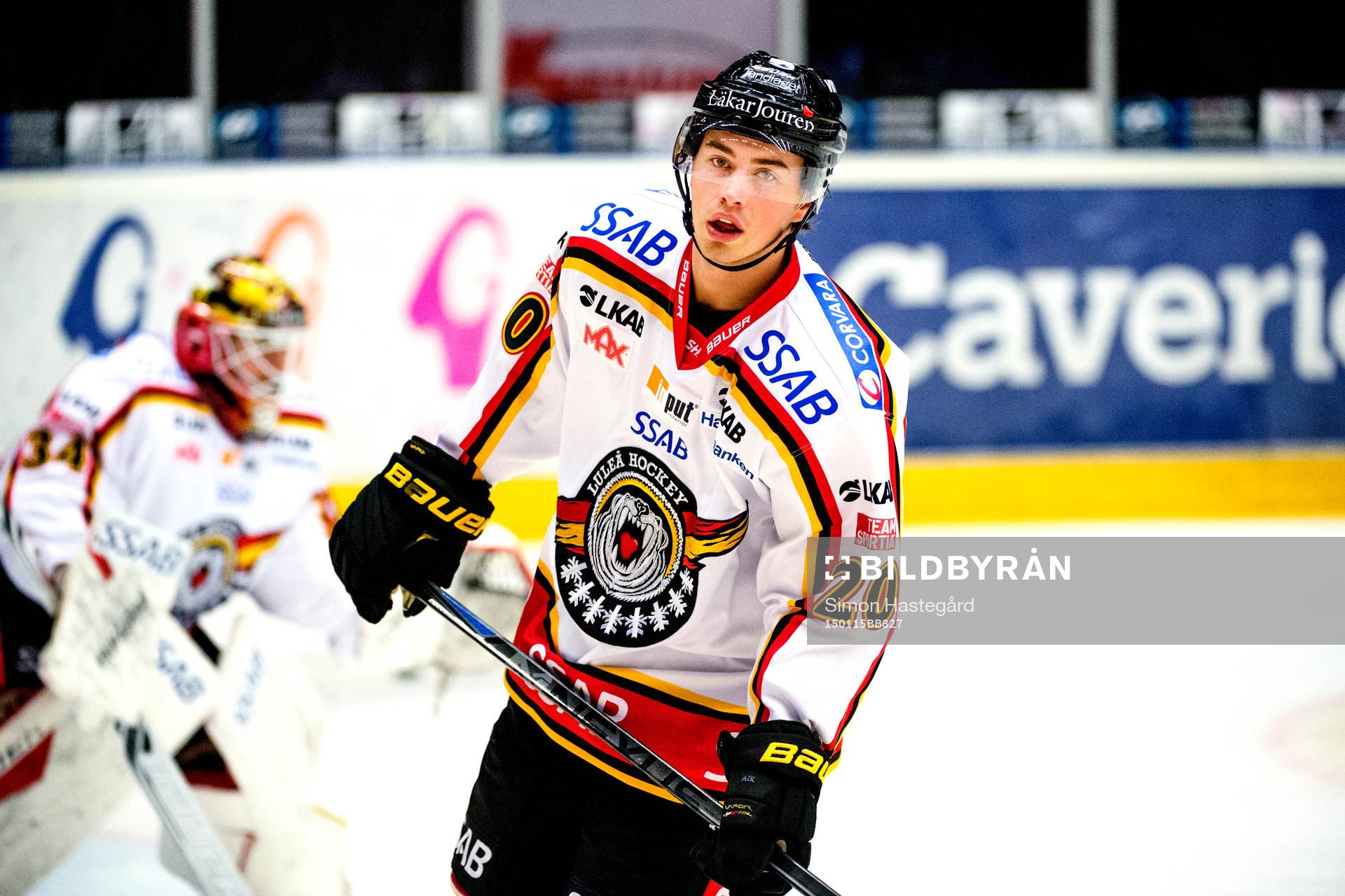Luleås Victor Ekarv före ishockeymatchen i SHL mellan