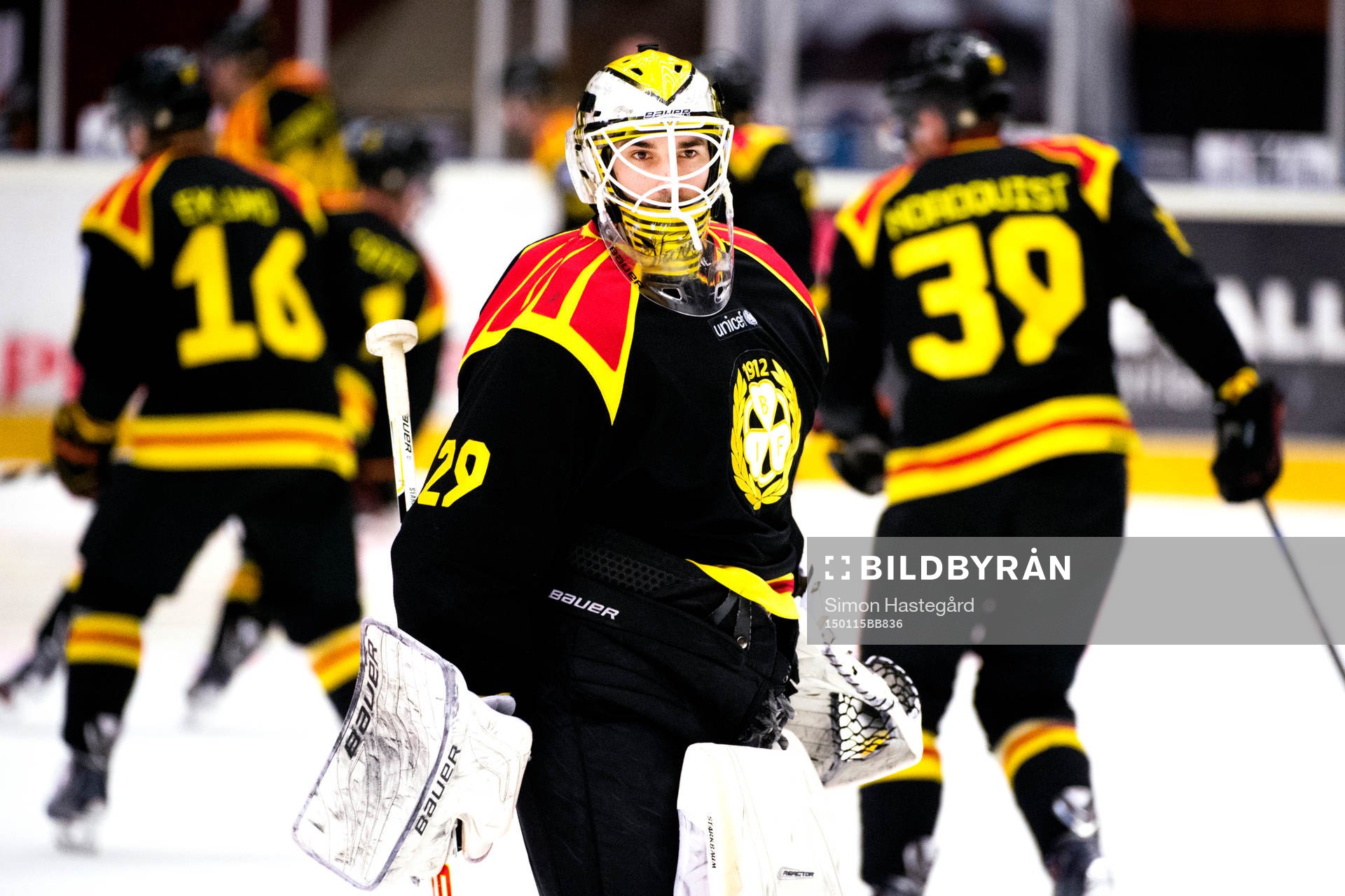 Brynäs målvakt Bernhard Starkbaum före