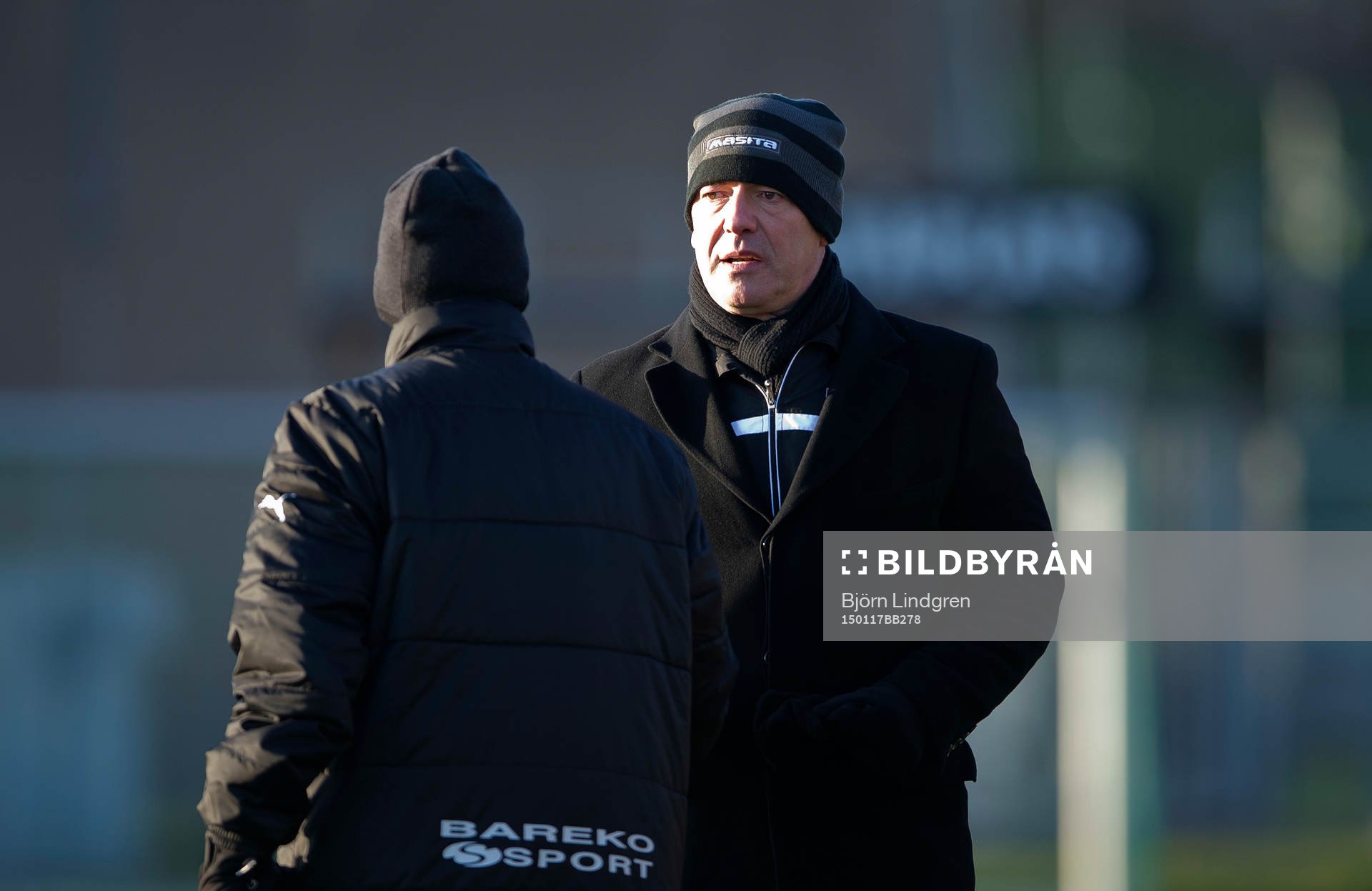 Landskronas tränare Zvezdan Milosevic under träningsmatchen mellan Landskrona Bois och Högaborgs BK den 17 januari 2015 i Landskrona.
