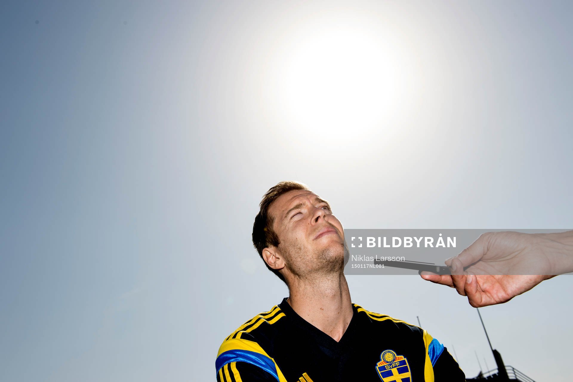Sveriges Per Karlsson under en träning den 17 januari 2015 i Abu Dhabi.