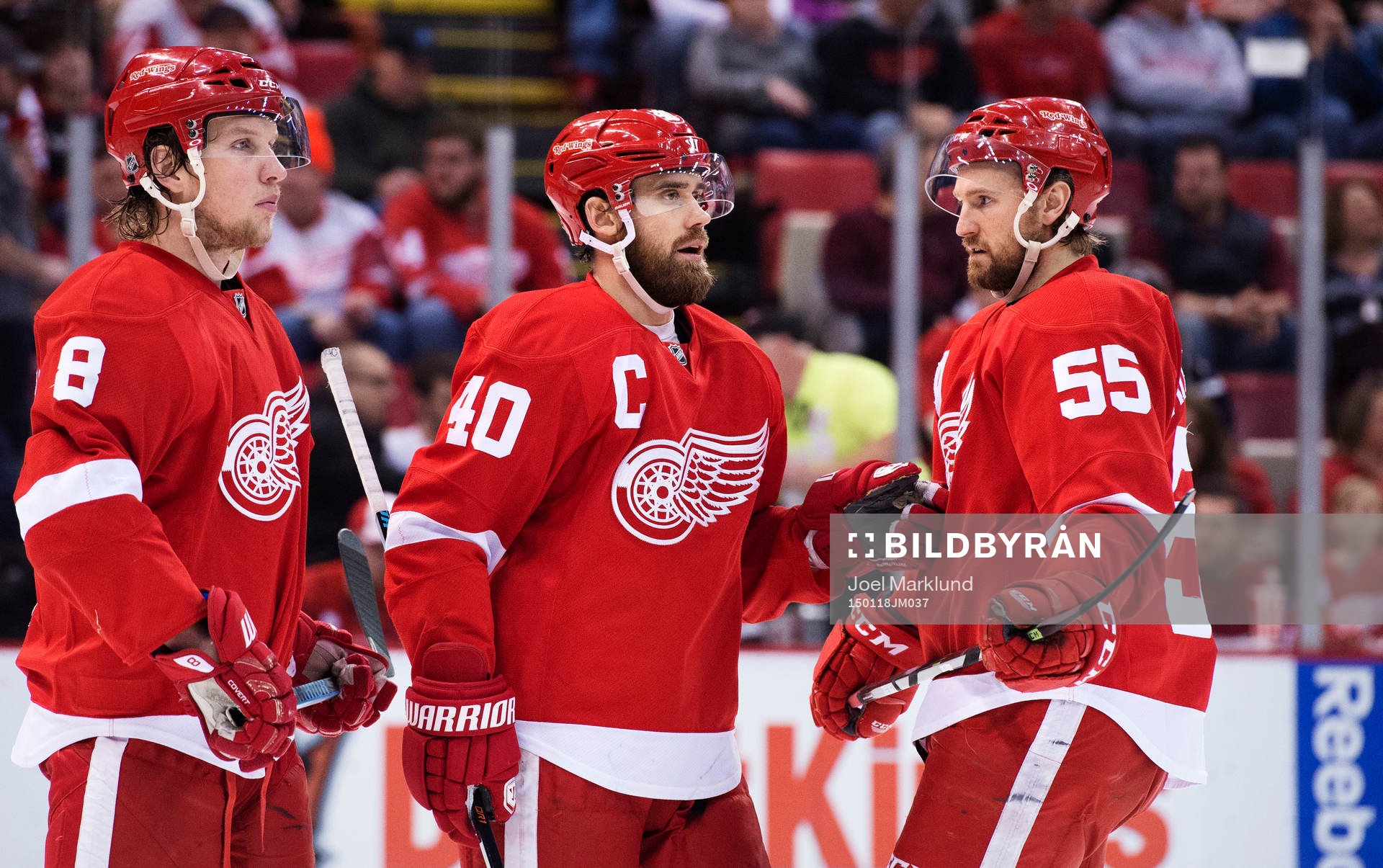 Detroits Justin Abdelkader, Henrik Zetterberg och Niklas