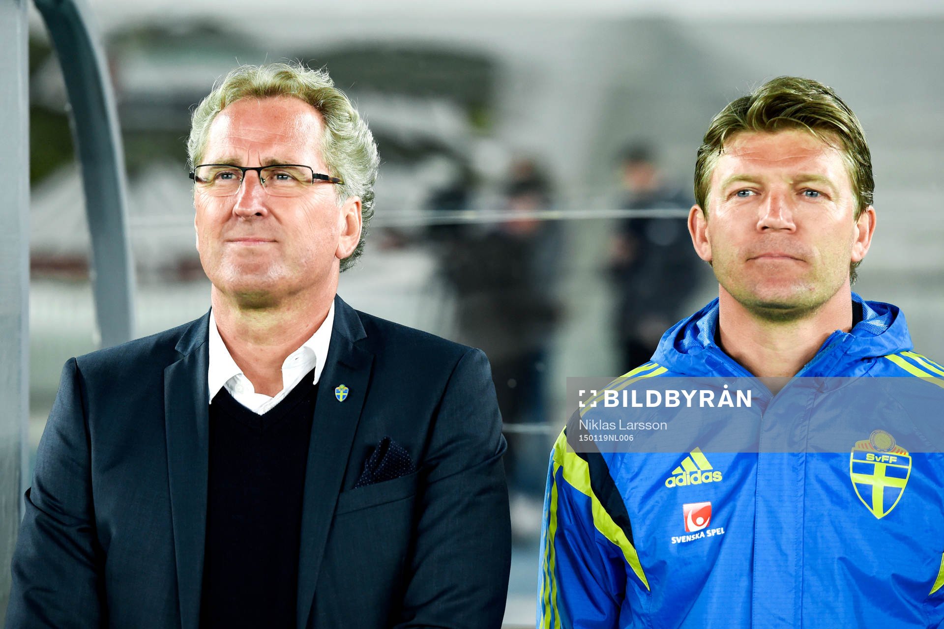 Sveriges förbundskapten Erik Hamrén och players manager