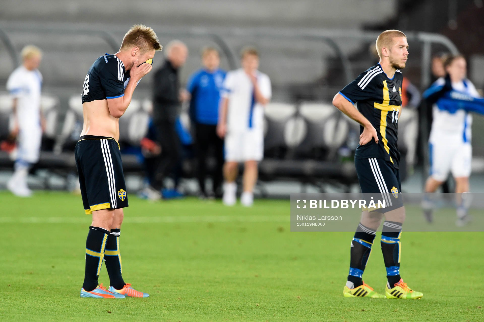 Sveriges Johan Mårtensson och Anton Tinnerholm deppar