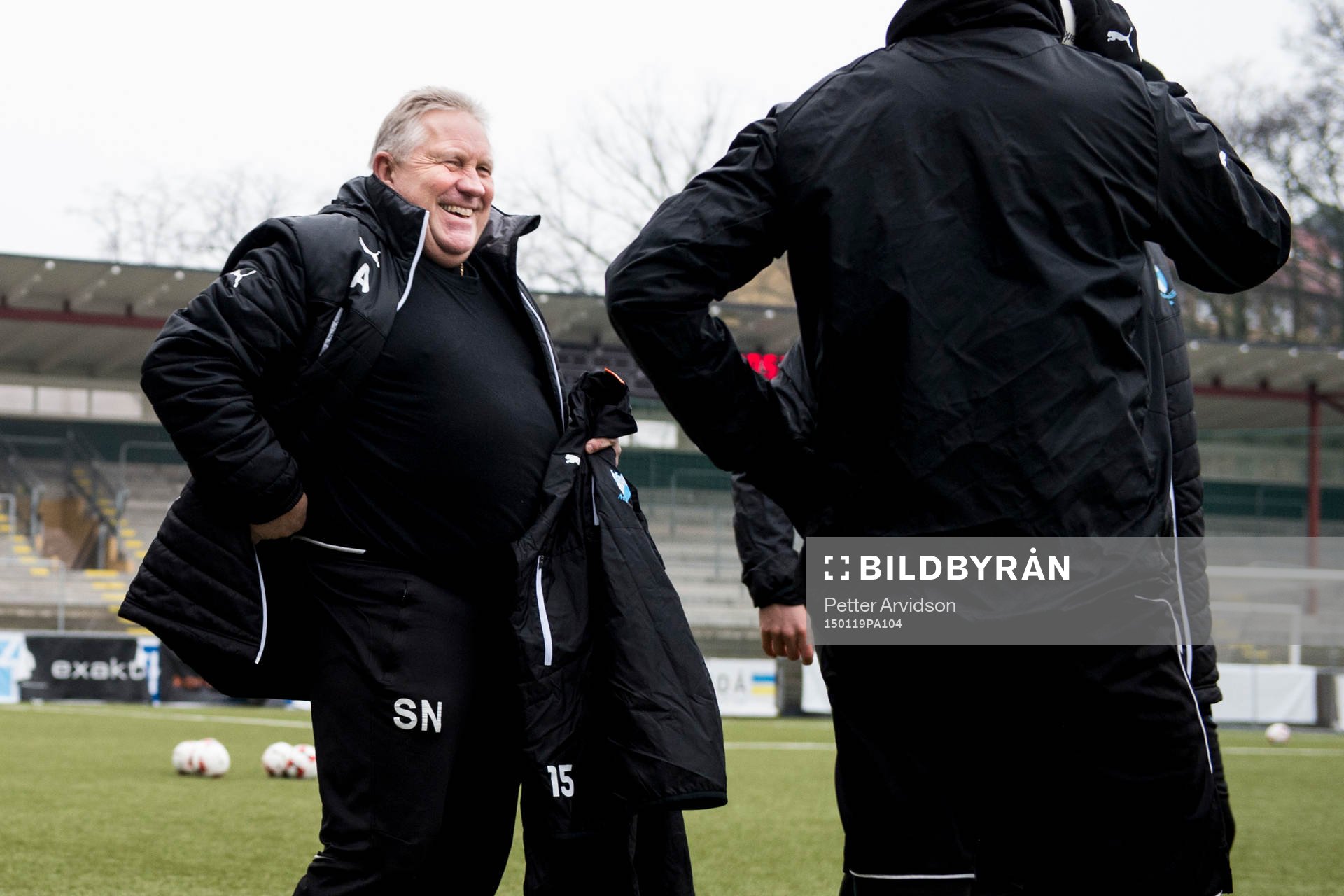 Malmö FFs nya materialförvaltare Swidde Nilsson under en fotbollsträning med Malmö FF den 19 januari 2015 i Malmö.