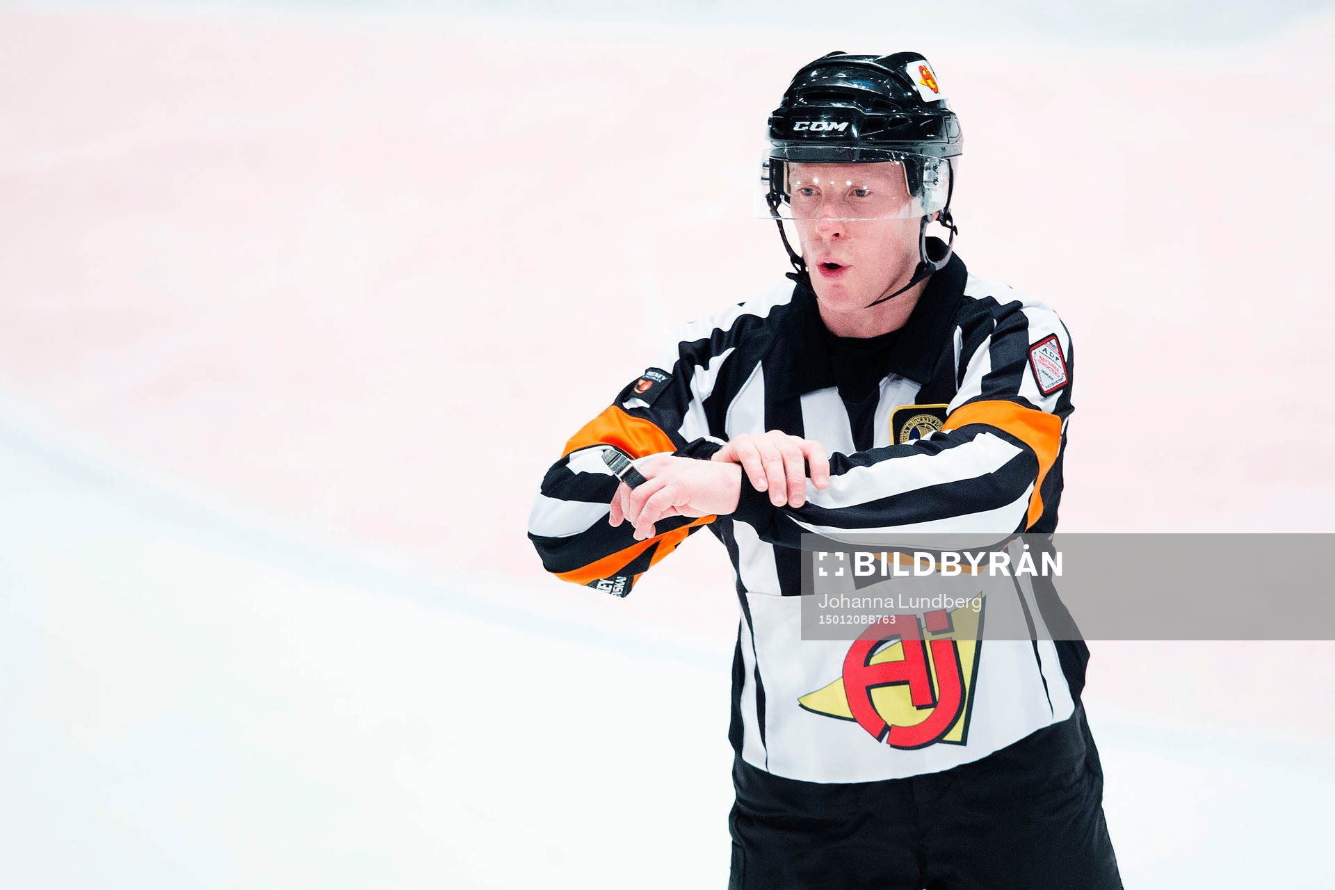 Domare Peter Lyth visar på holding