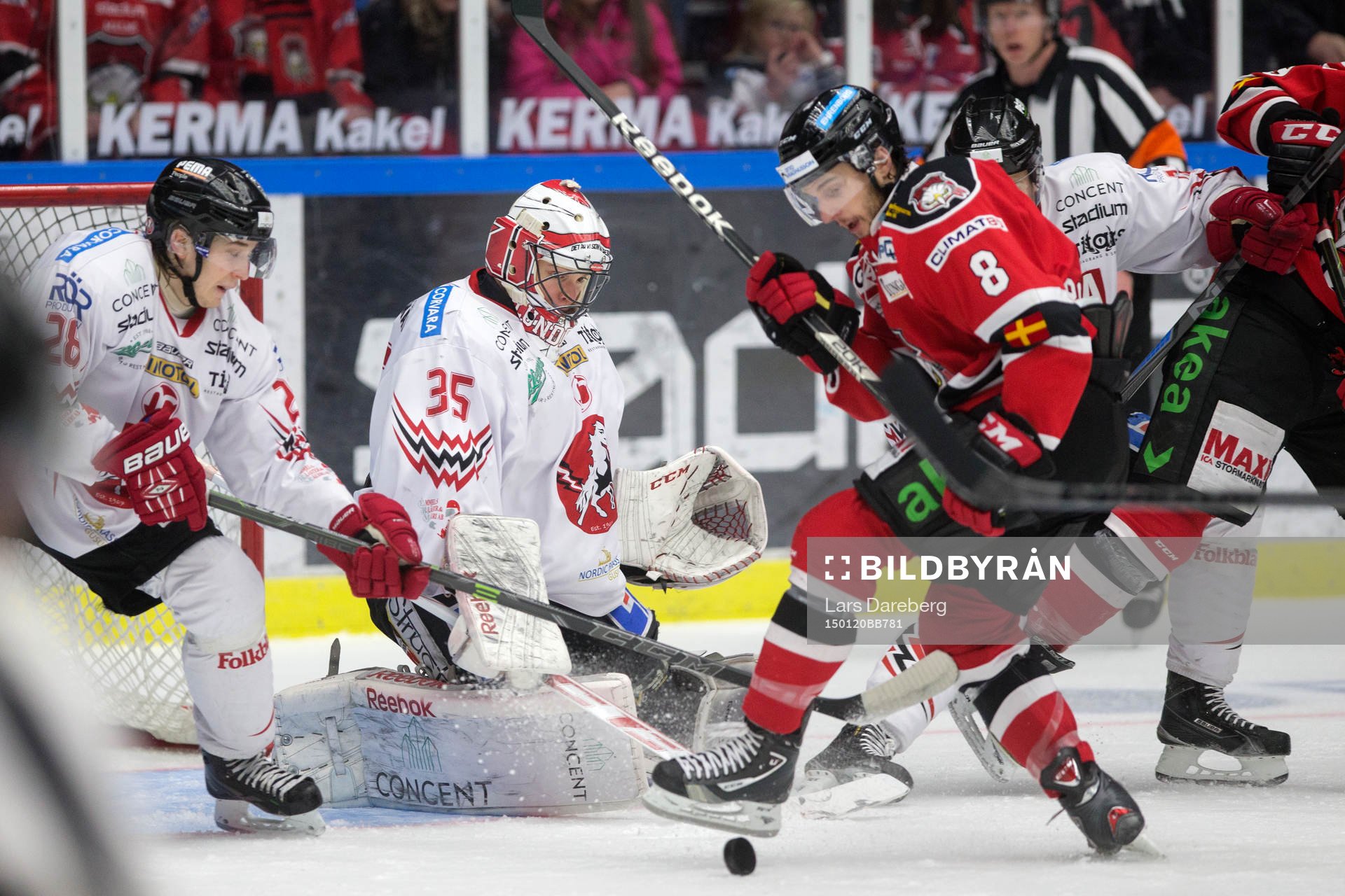Malmö Redhawks Tony Romano och Vita Hästens målvakt