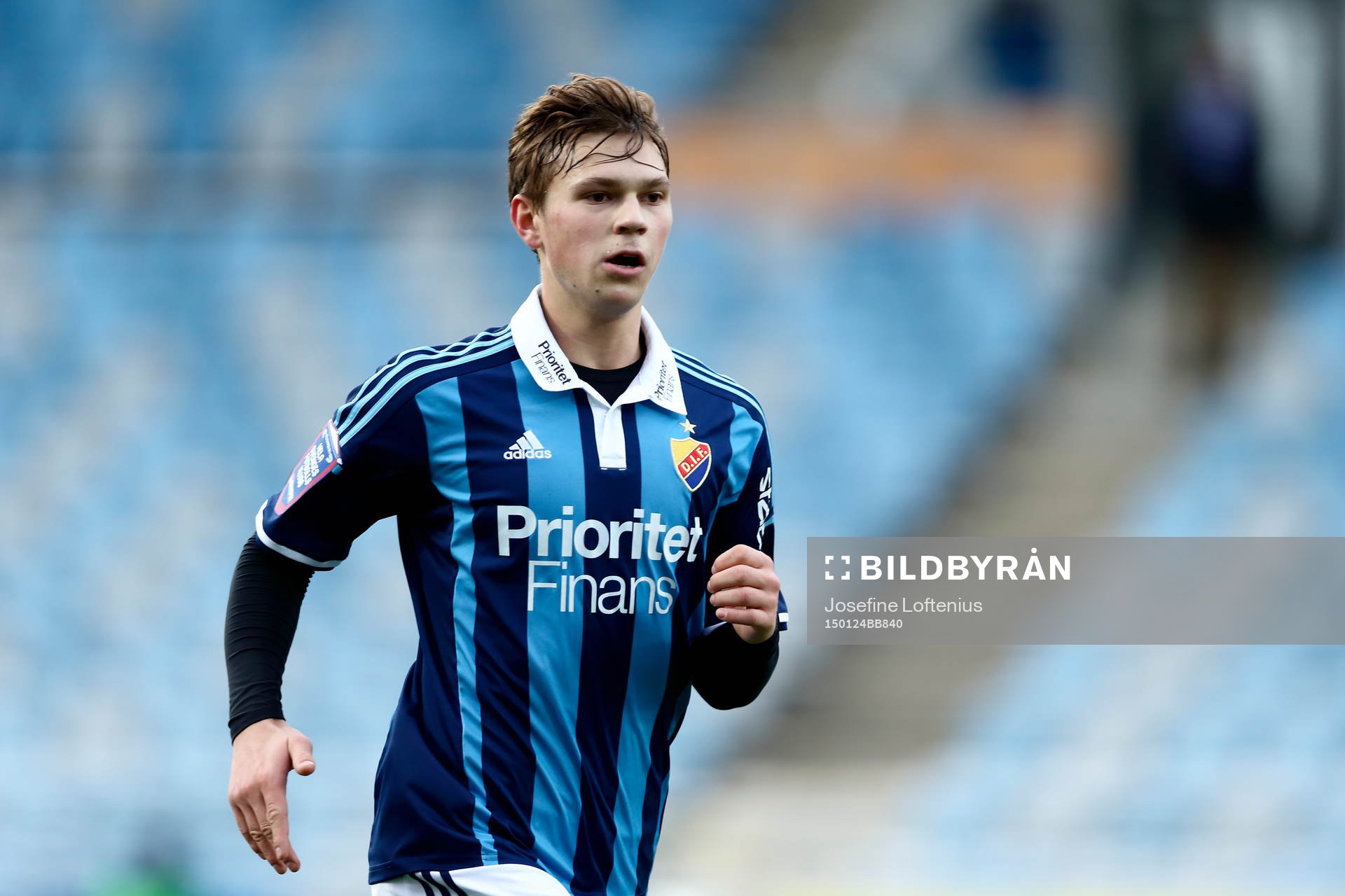 Djurgårdens nyförvärv Jesper Karlström under träningsmatchen inför Allsvenskan mellan Norrköping och Djurgården den 24 januari 2015 i Norrköping.