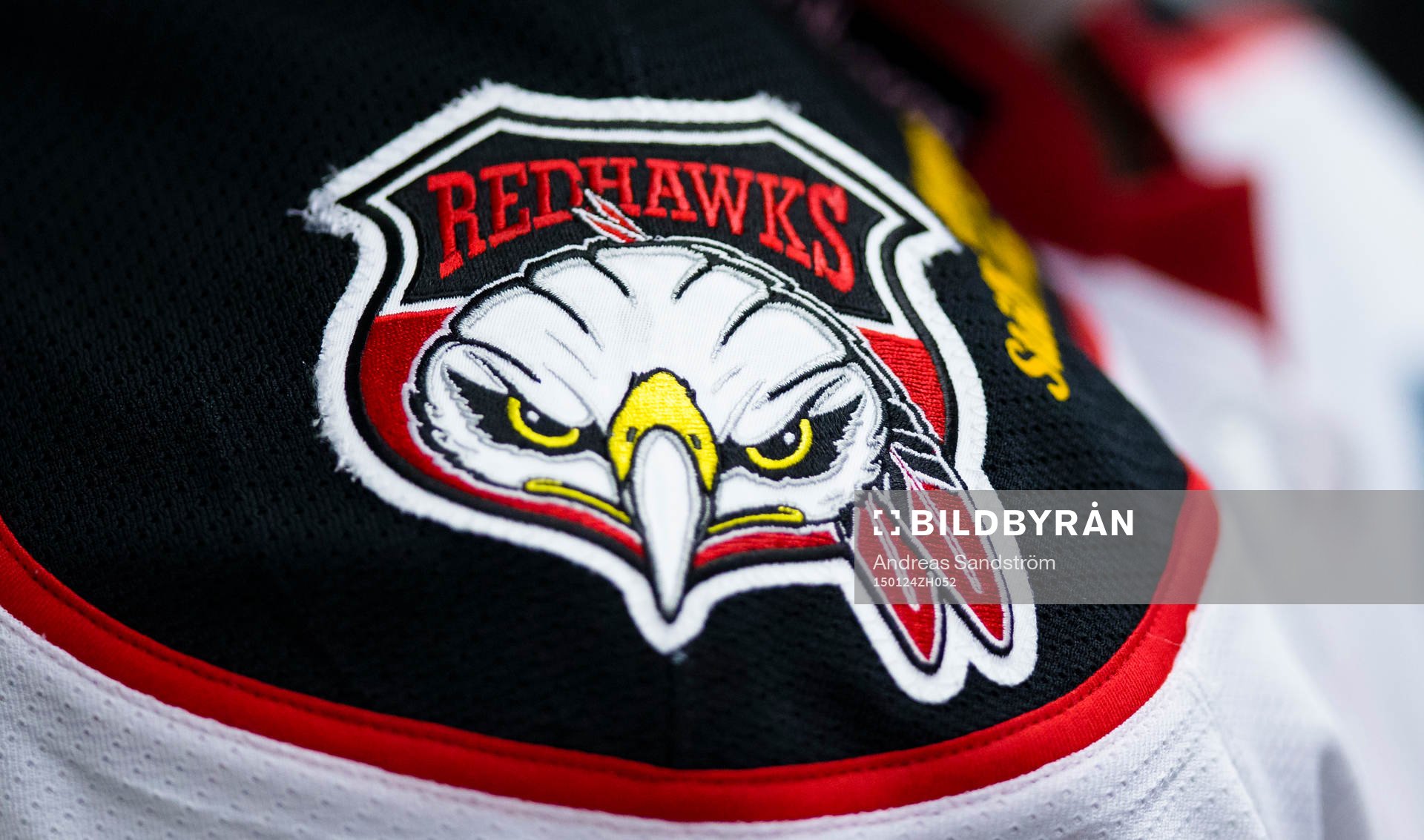 Malmö Redhawks klubbmärke på matchtröjan