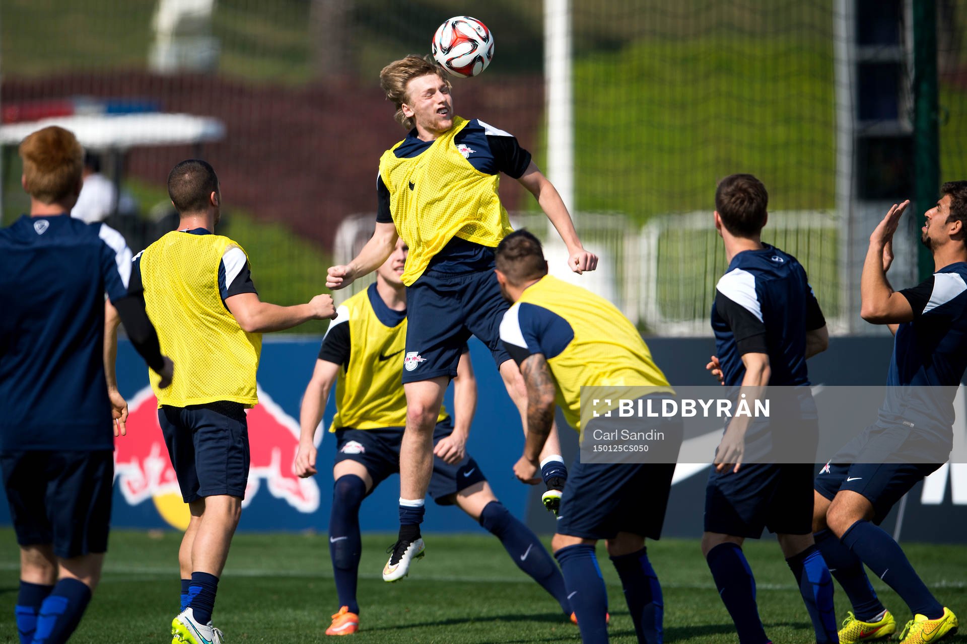 Leipzigs Emil Forsberg under en träning den 25 januari 2015 i Doha, Qatar.