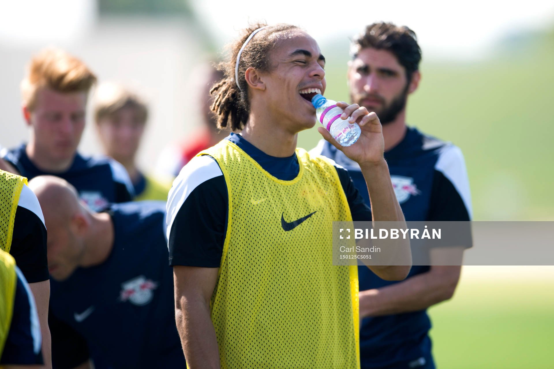 Leipzigs Yussuf Poulsen under en träning den 25 januari 2015 i Doha, Qatar.