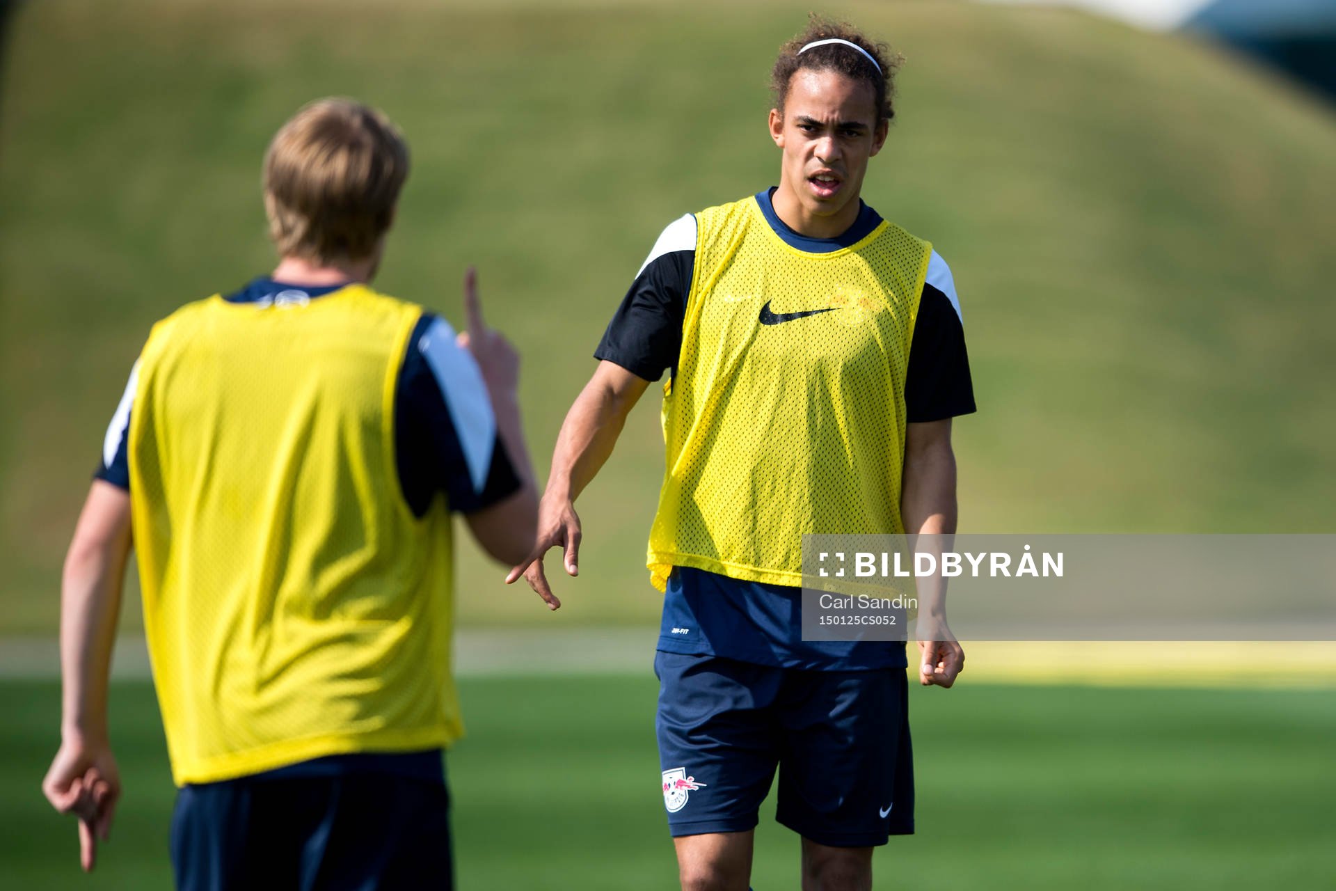 Leipzigs Yussuf Poulsen under en träning den 25 januari 2015 i Doha, Qatar.