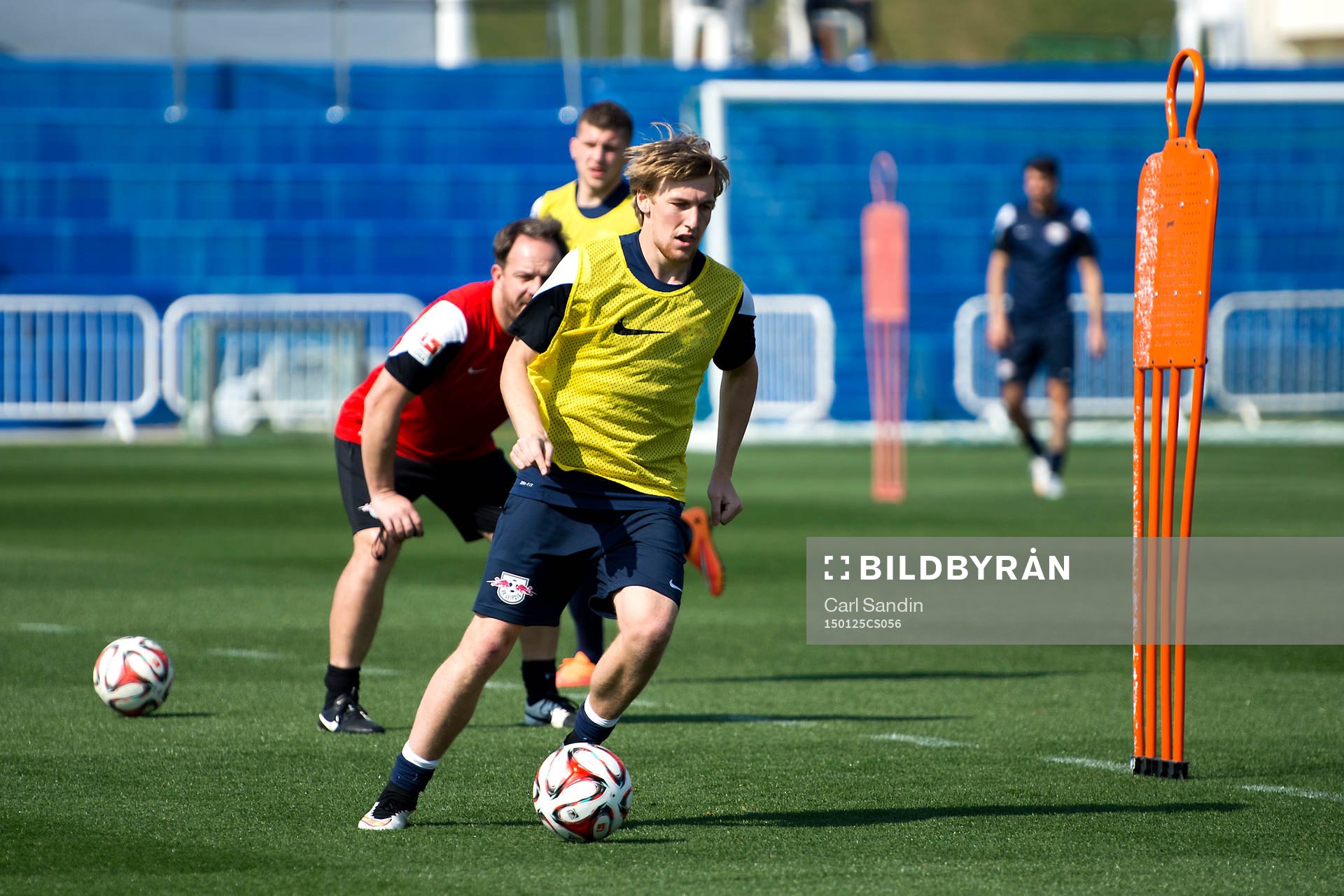 Leipzigs Emil Forsberg under en träning den 25 januari 2015 i Doha, Qatar.