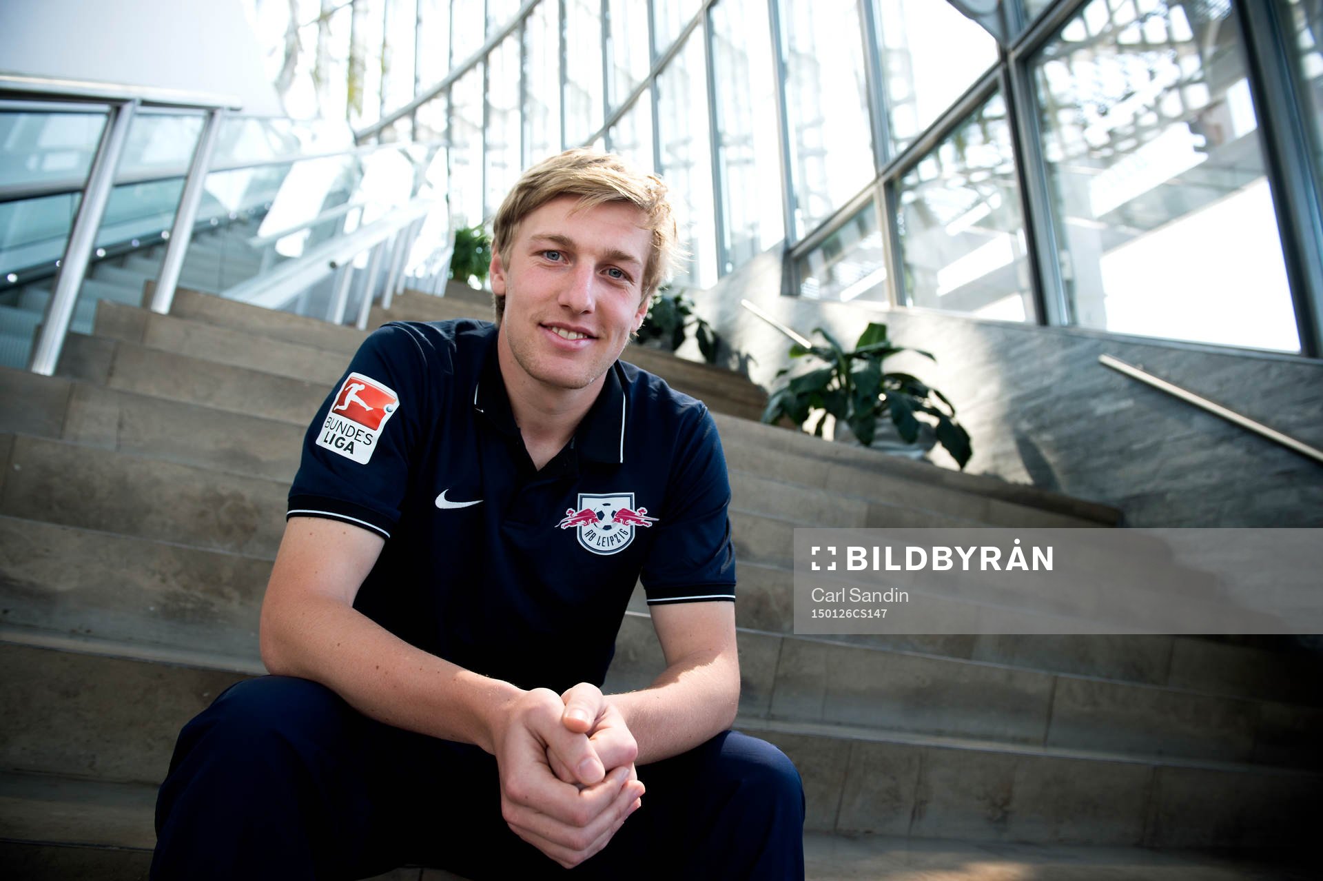 Leipzigs Emil Forsberg poserar för ett porträtt den 26 januari 2015 i Doha, Qatar.