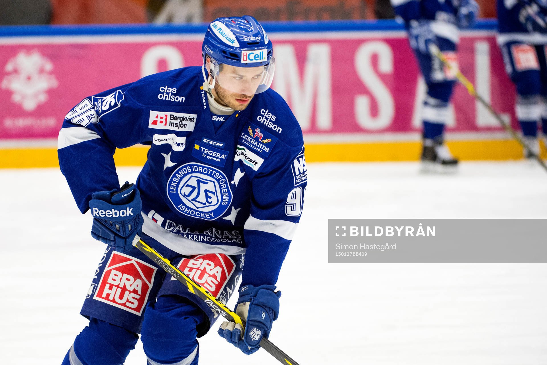 Leksands Fabian Brunnström före ishockeymatchen i SHL