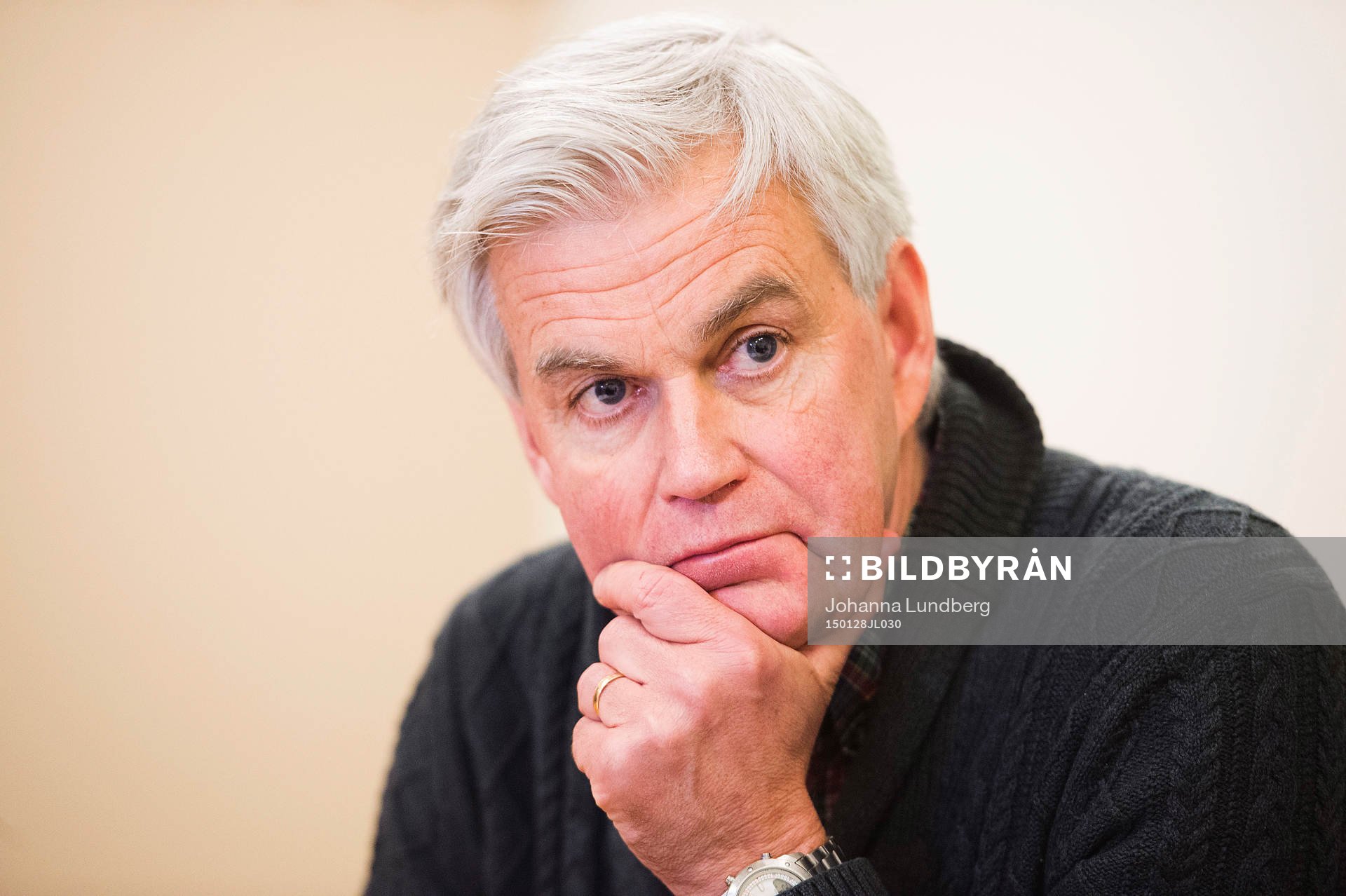 Hammarbys tränare Nanne Bergstrand på en presskonferens
