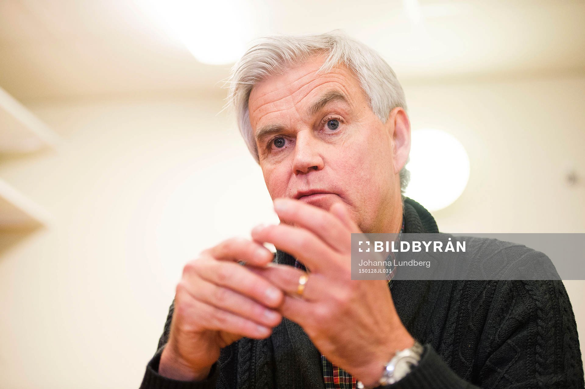 Hammarbys tränare Nanne Bergstrand på en presskonferens