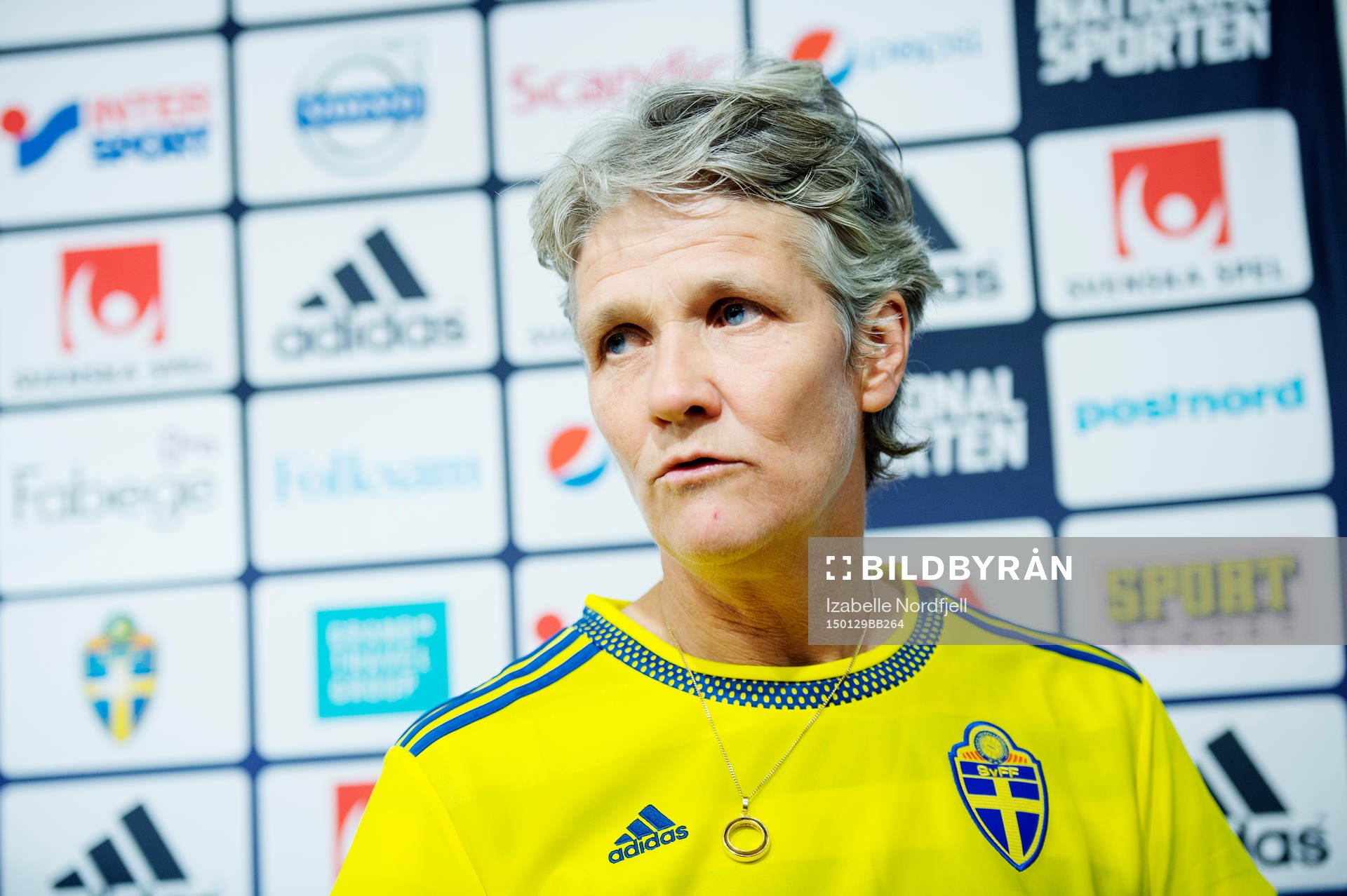 Sveriges förbundskapten Pia Sundhage presenterar truppen