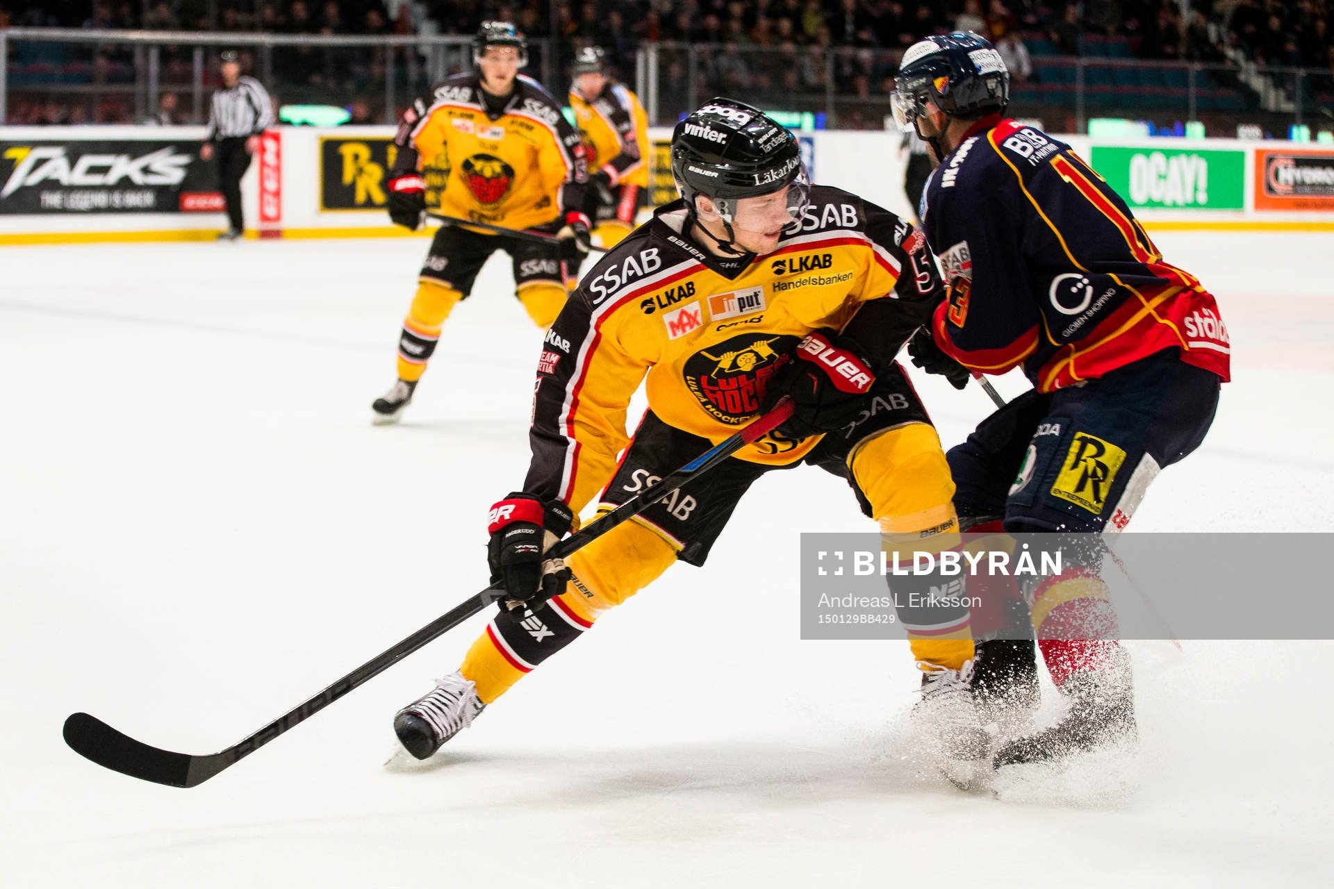 Luleås Marcus Fagerudd stoppar Djurgårdens Damien Fleury