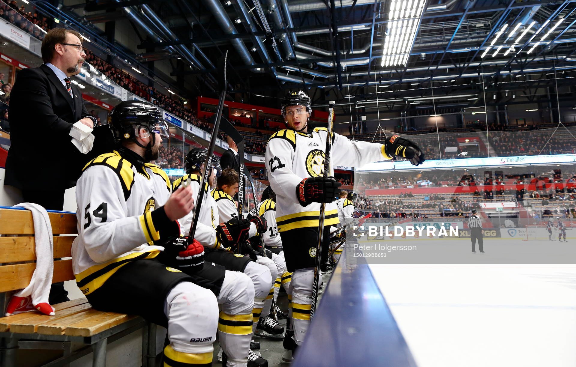 Brynäs Tomas Slovak och Tim Wallace diskuterar spelet