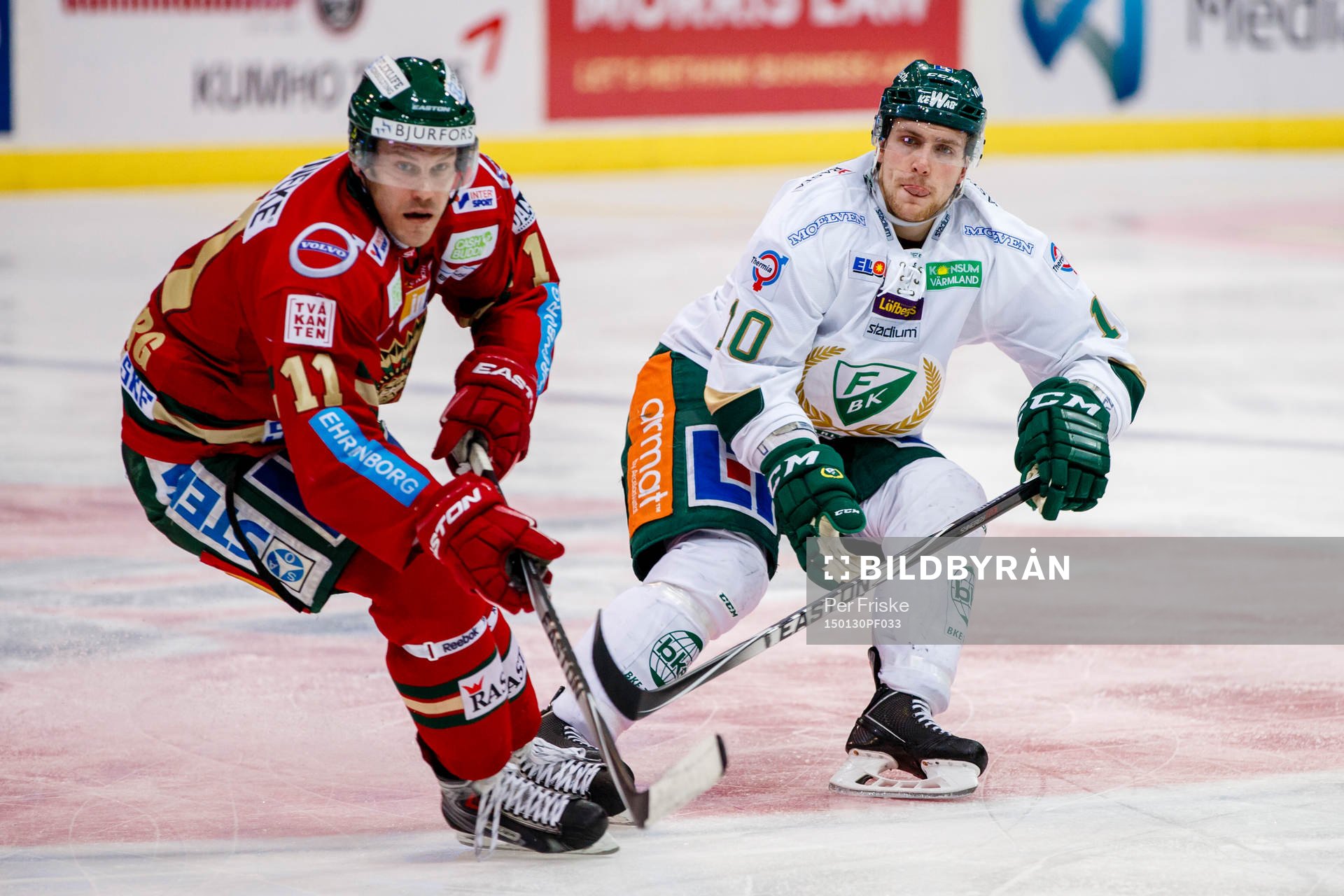 Frölundas Magnus Kahnberg och Färjestads Shawn Lalonde